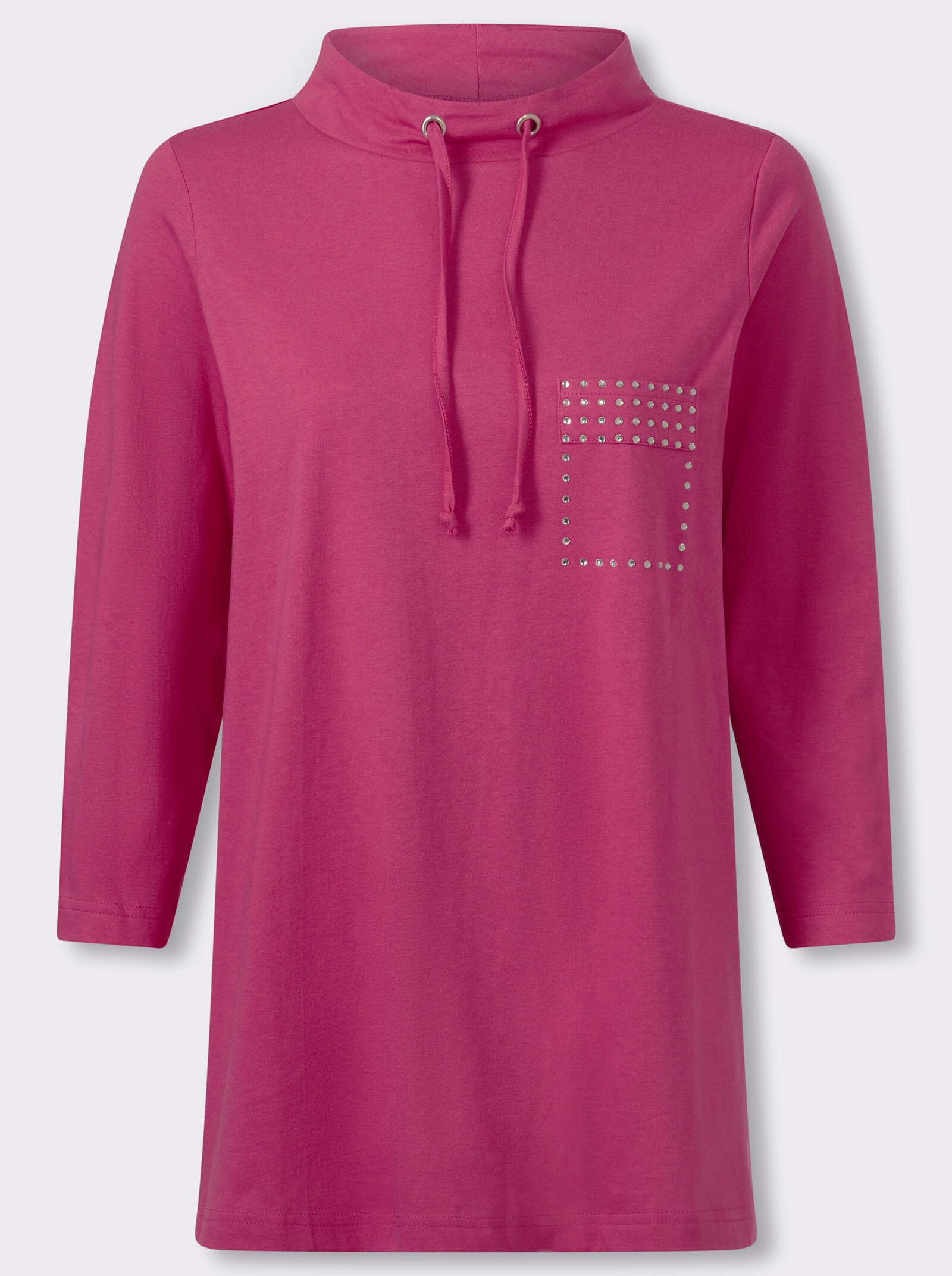 Longshirt mit Glitzersteinchen - fuchsia