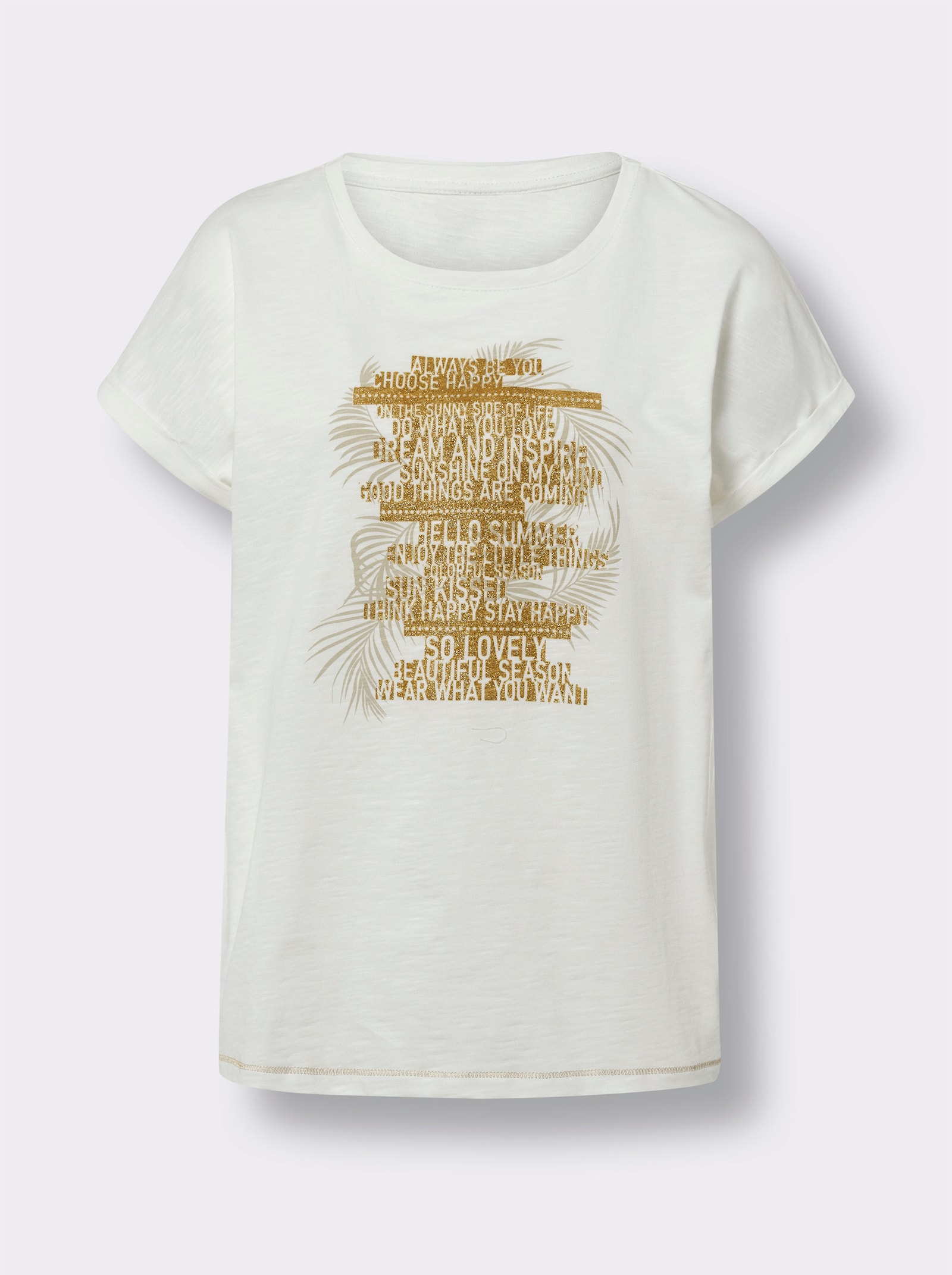 heine T-shirt à encolure ronde avec imprimé brillant - écru