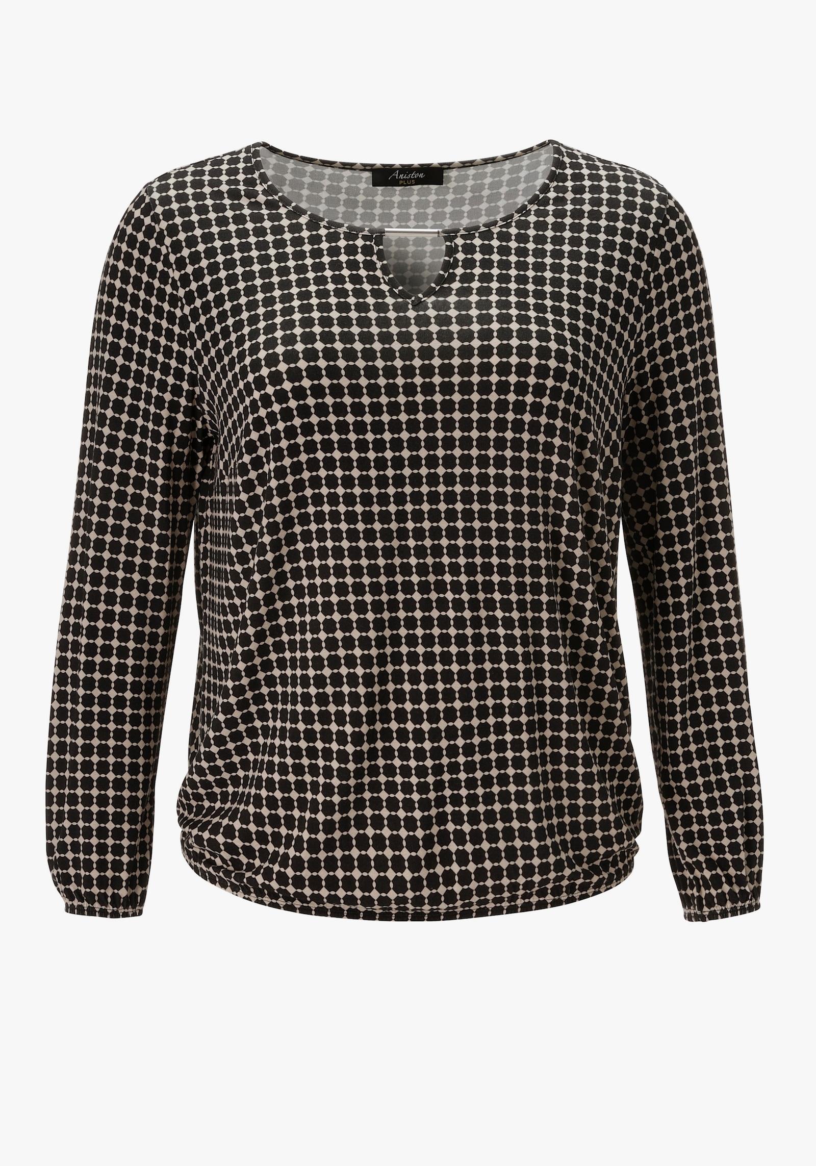 Aniston PLUS Langarmshirt - beige-schwarz