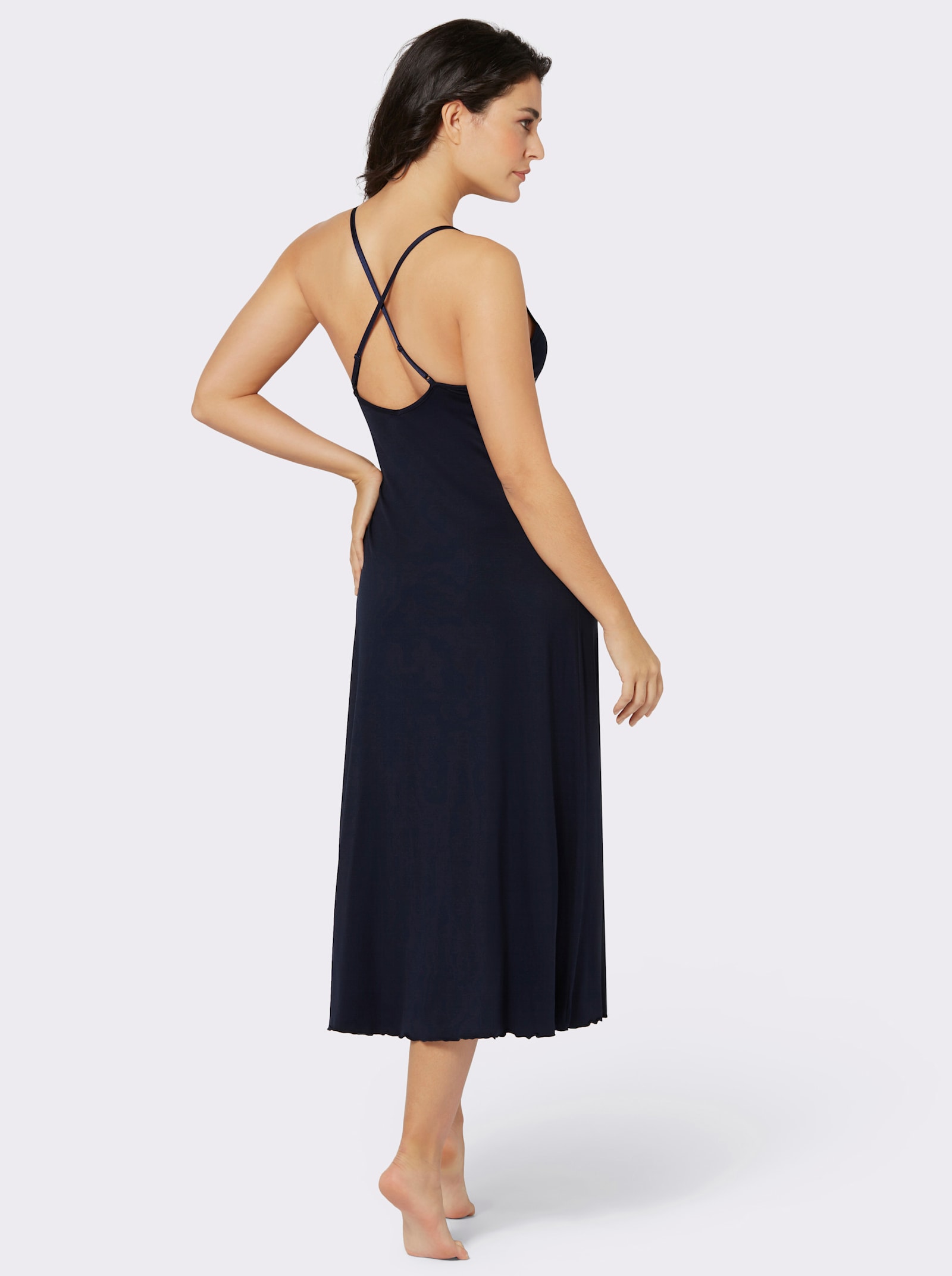 wäschepur Nachthemd mit langem Beinschlitz - marine