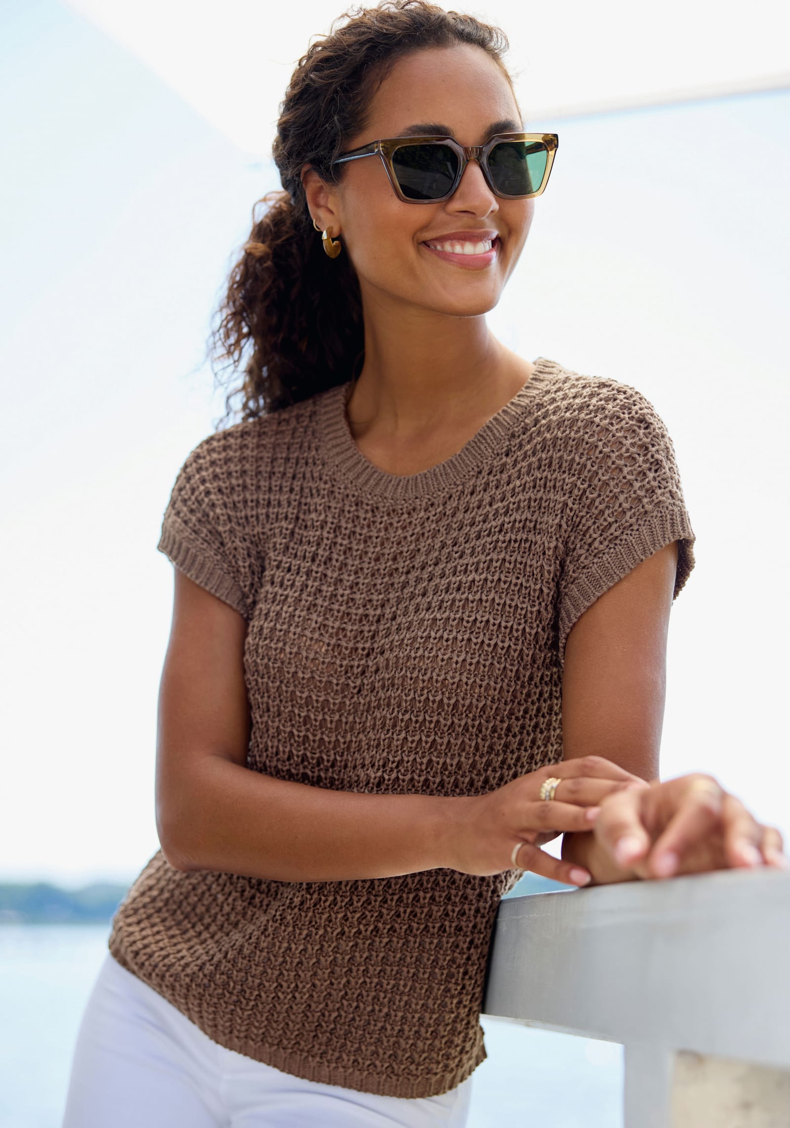 s.Oliver Pullover met korte mouwen - taupe