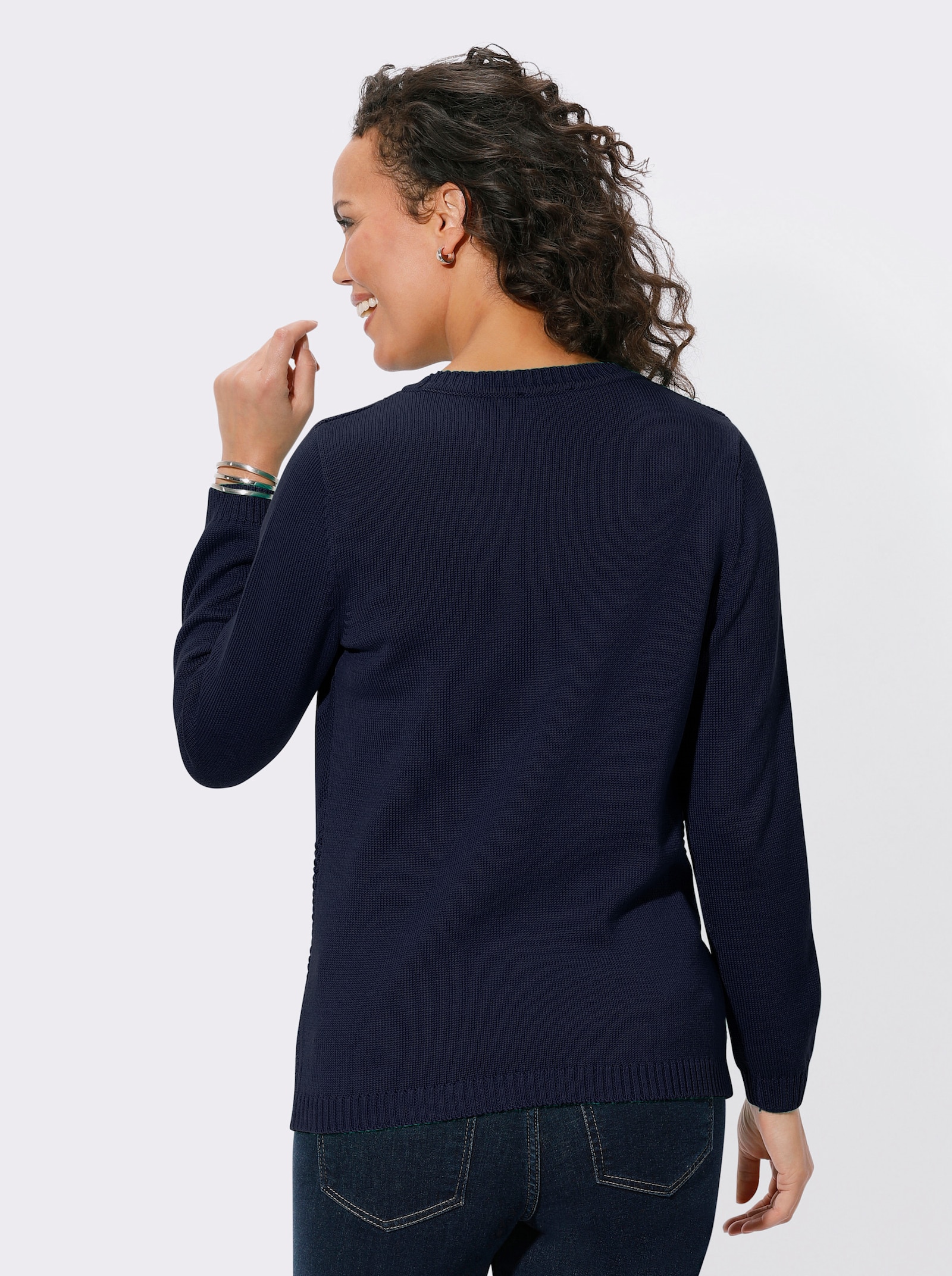 Langarm-Pullover mit Metallplättchen-Applikationen - marine