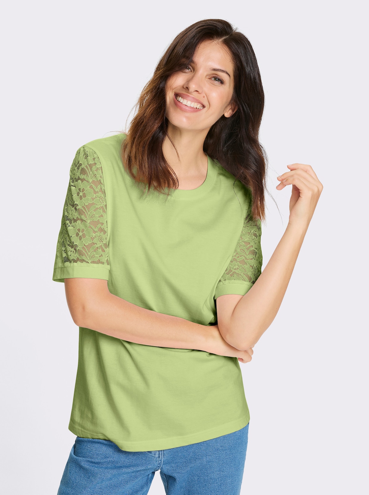 Spitzenshirt - pistazie