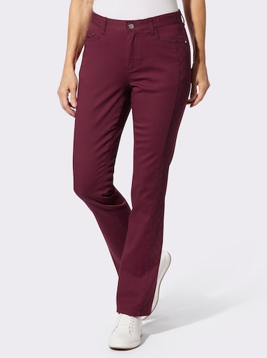5-Pocket-Jeans mit Rauten-Steppung - bordeaux