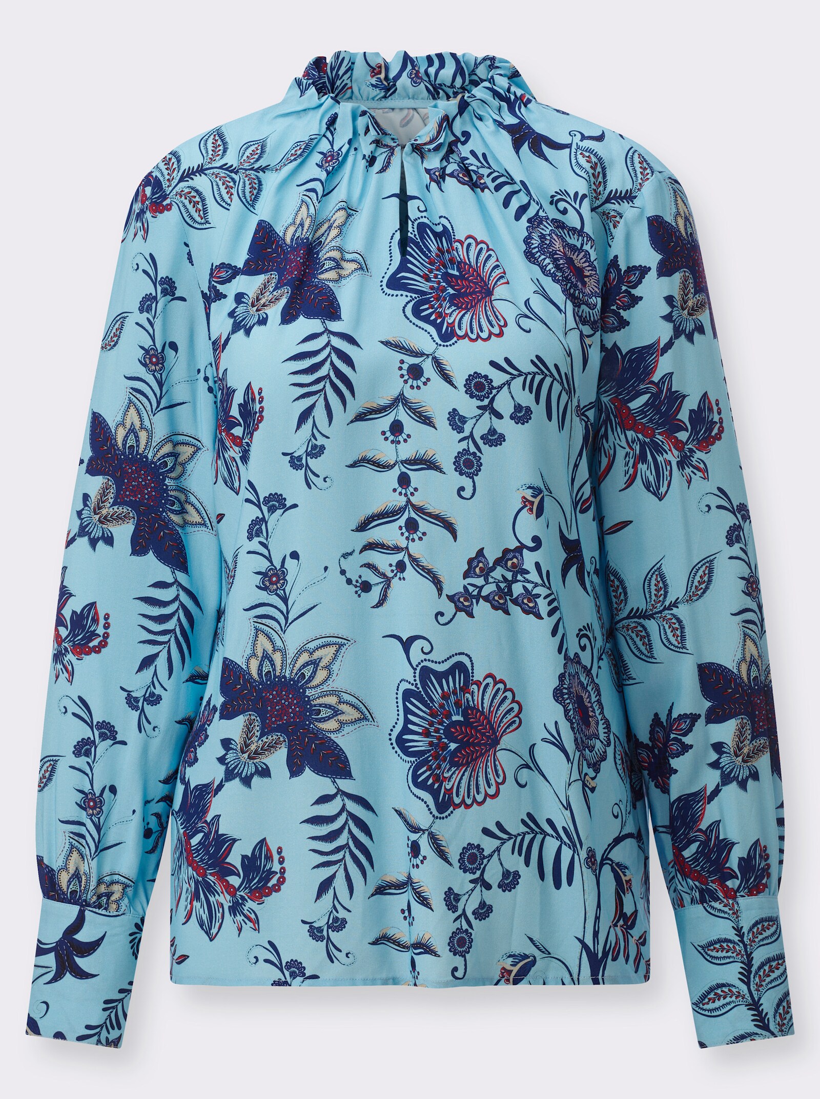 Druckbluse im floralen Dessin - aqua-marine-bedruckt