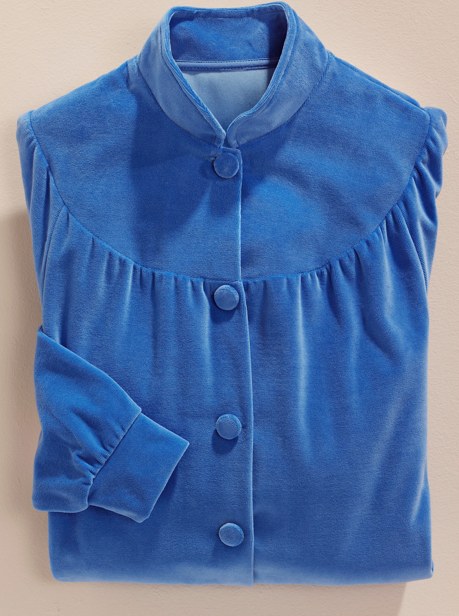 Plantier Morgonrock i plysch - mellanblå