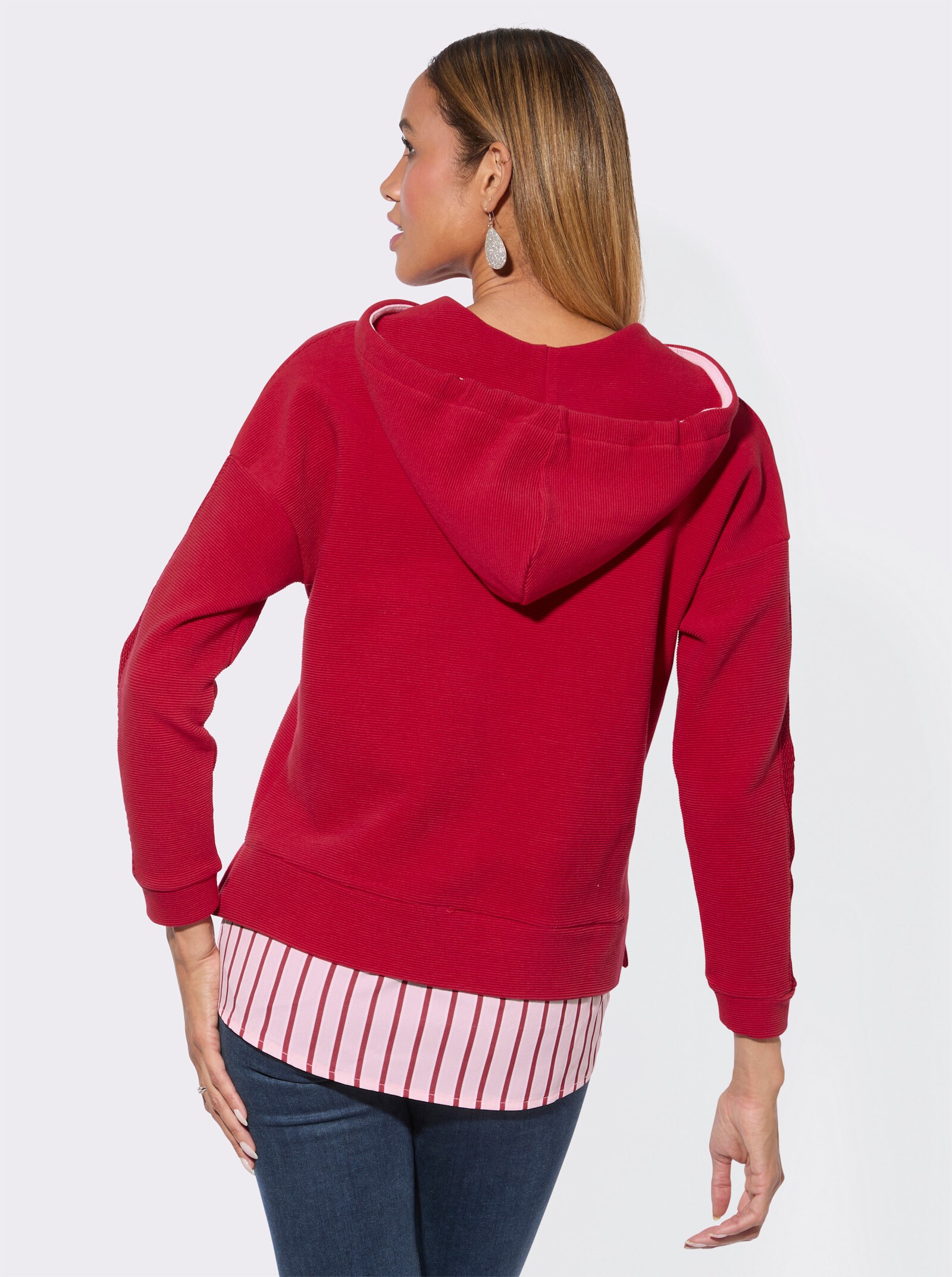 Sweatshirt in 2-in-1-Optik - rot-hellrosé
