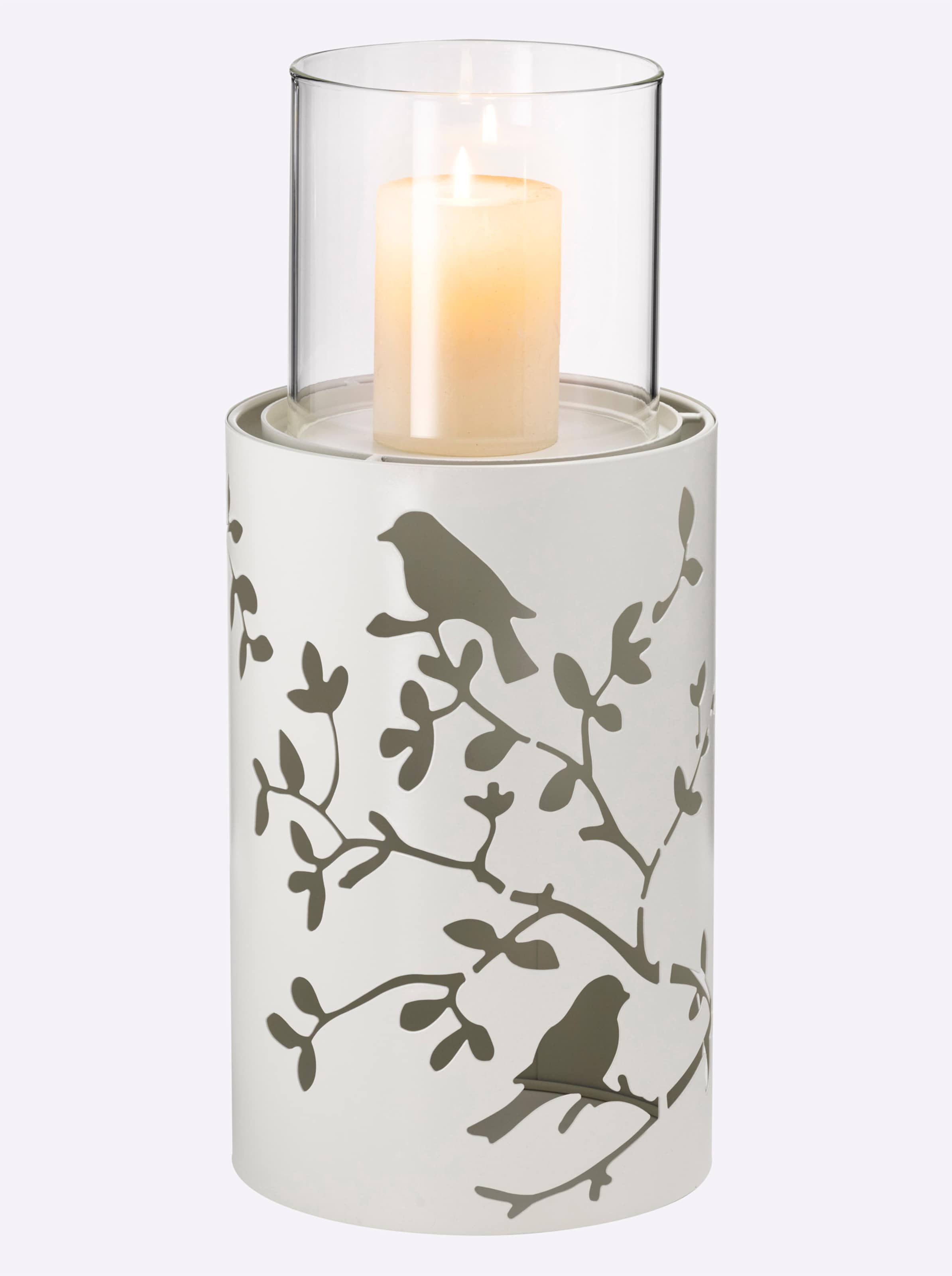 HOME Glaszylinder günstig Kaufen-Windlicht in weiß von heine home. Windlicht in weiß von heine home <![CDATA[Windlicht Aus Metall, mit Glaszylinder. Mit dekorativem Vogelmotiv.]]>. 
