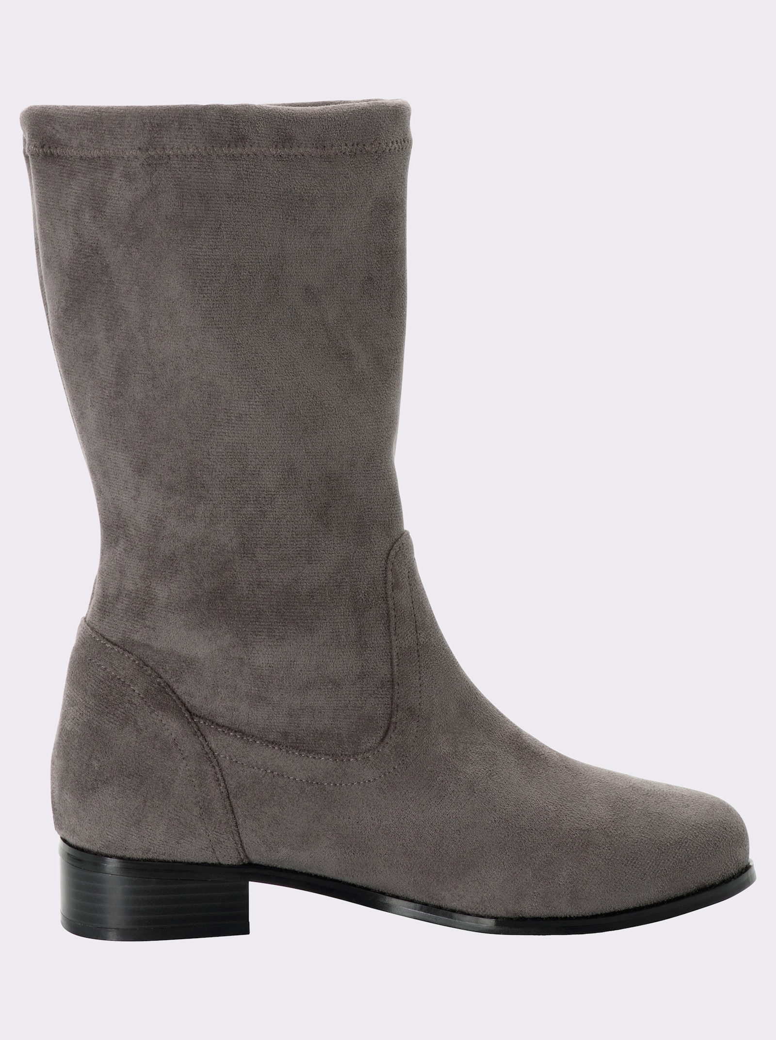 sheego Schlupfstiefel in Veloursleder-Optik - grau