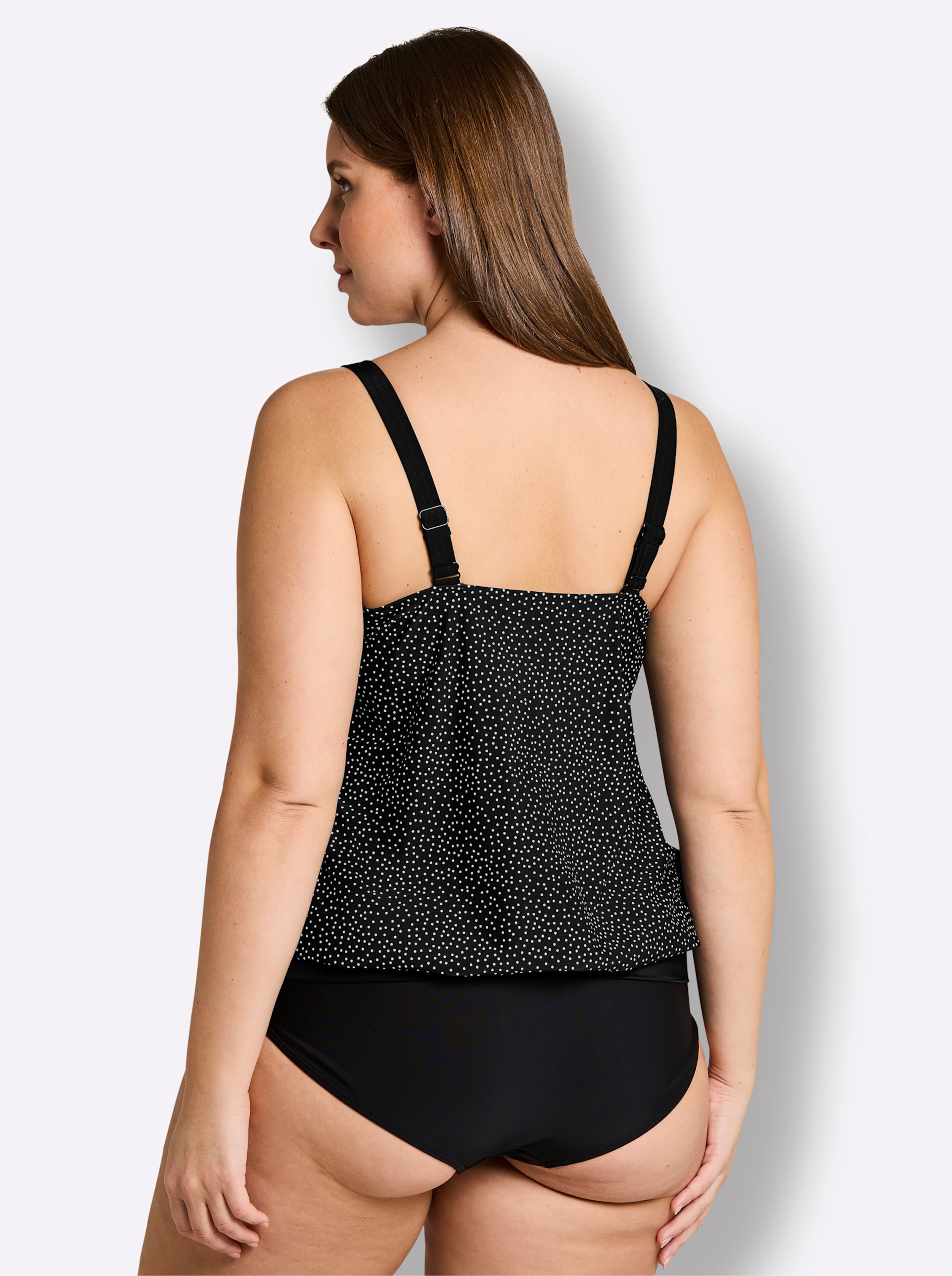 Schwarz-Weiß-Getupft Tankini-Oberteil - Bild 4