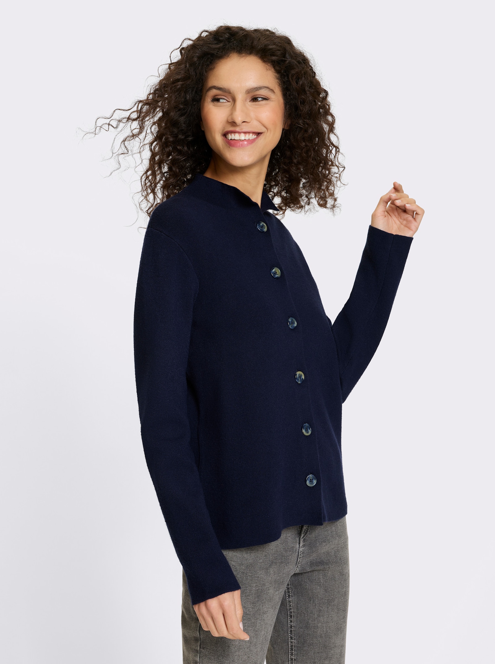 heine Cardigan mit Stehkragen - marine