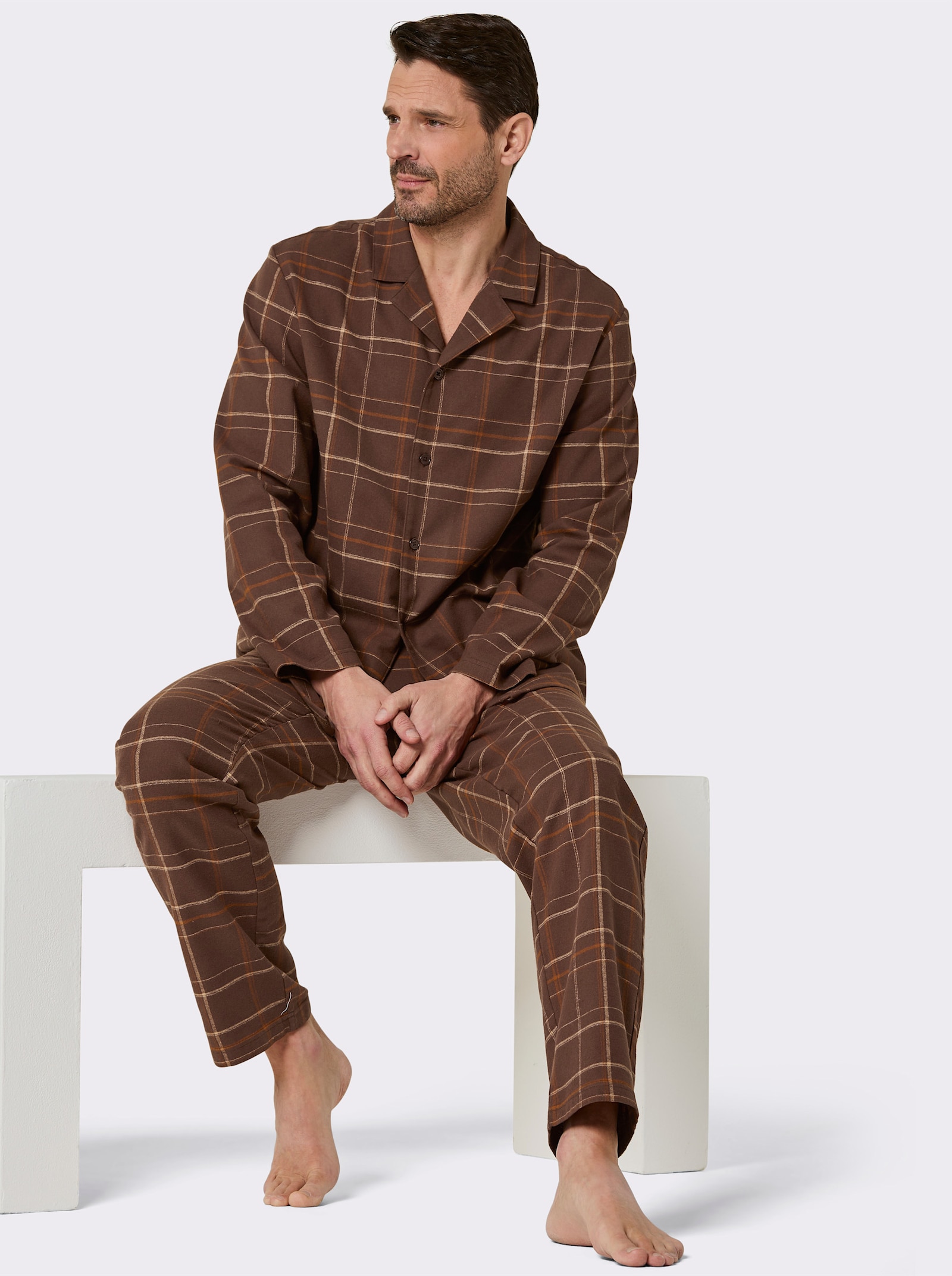 wäschepur men Pyjama - schoko-cognac-kariert