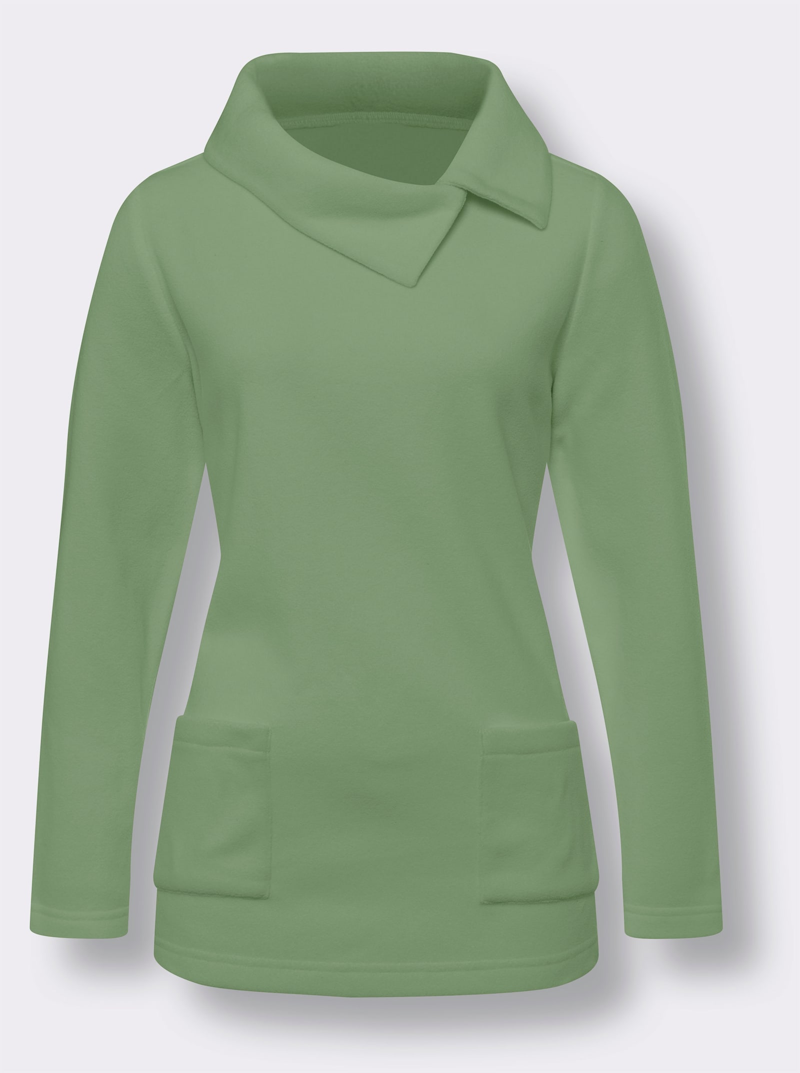 Fleeceshirt mit asymmetrischem Kragen - eucalyptus