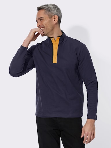 Sweatshirt mit Stehkragen - marine-ocker