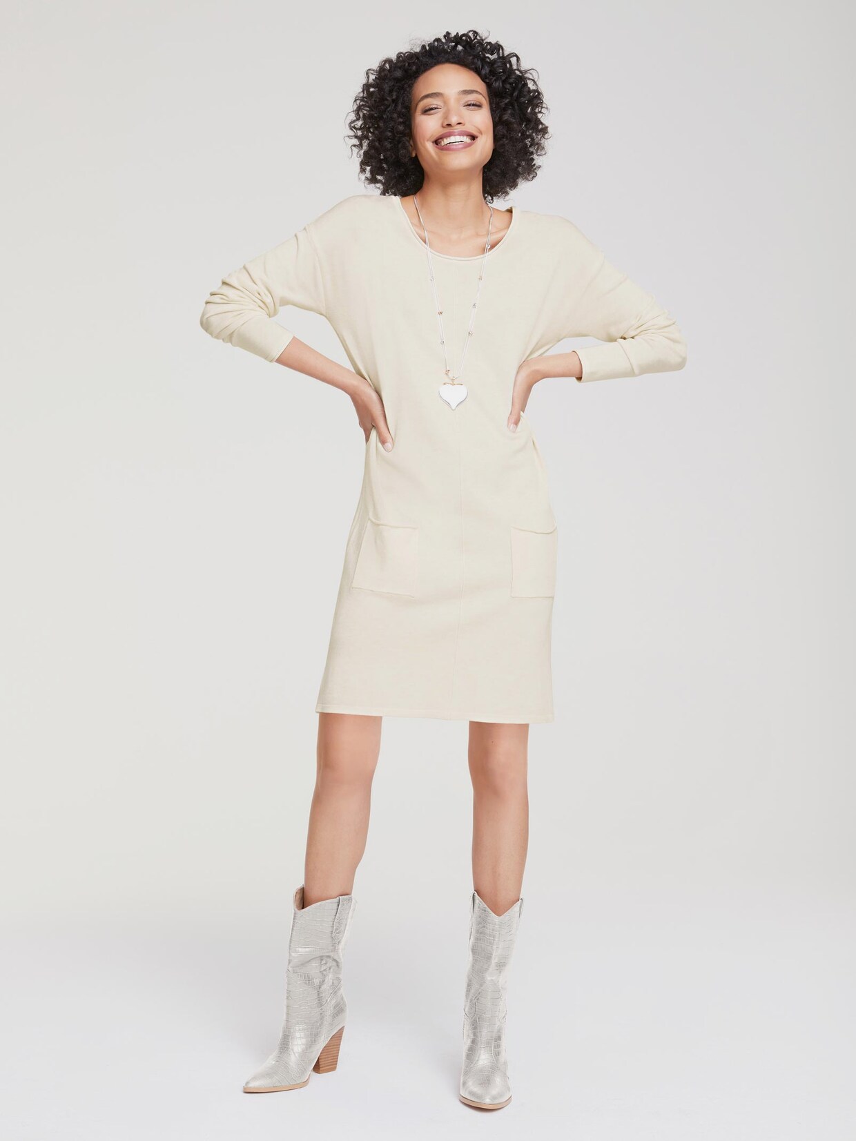 Linea Tesini Strickkleid - creme