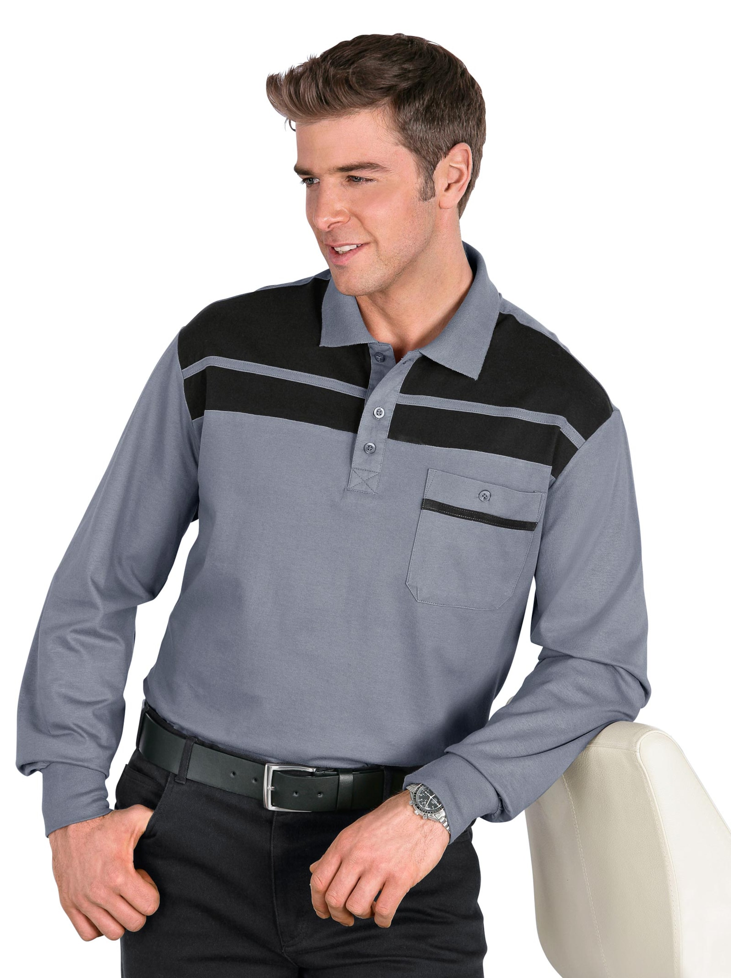 Poloshirt - grau-schwarz