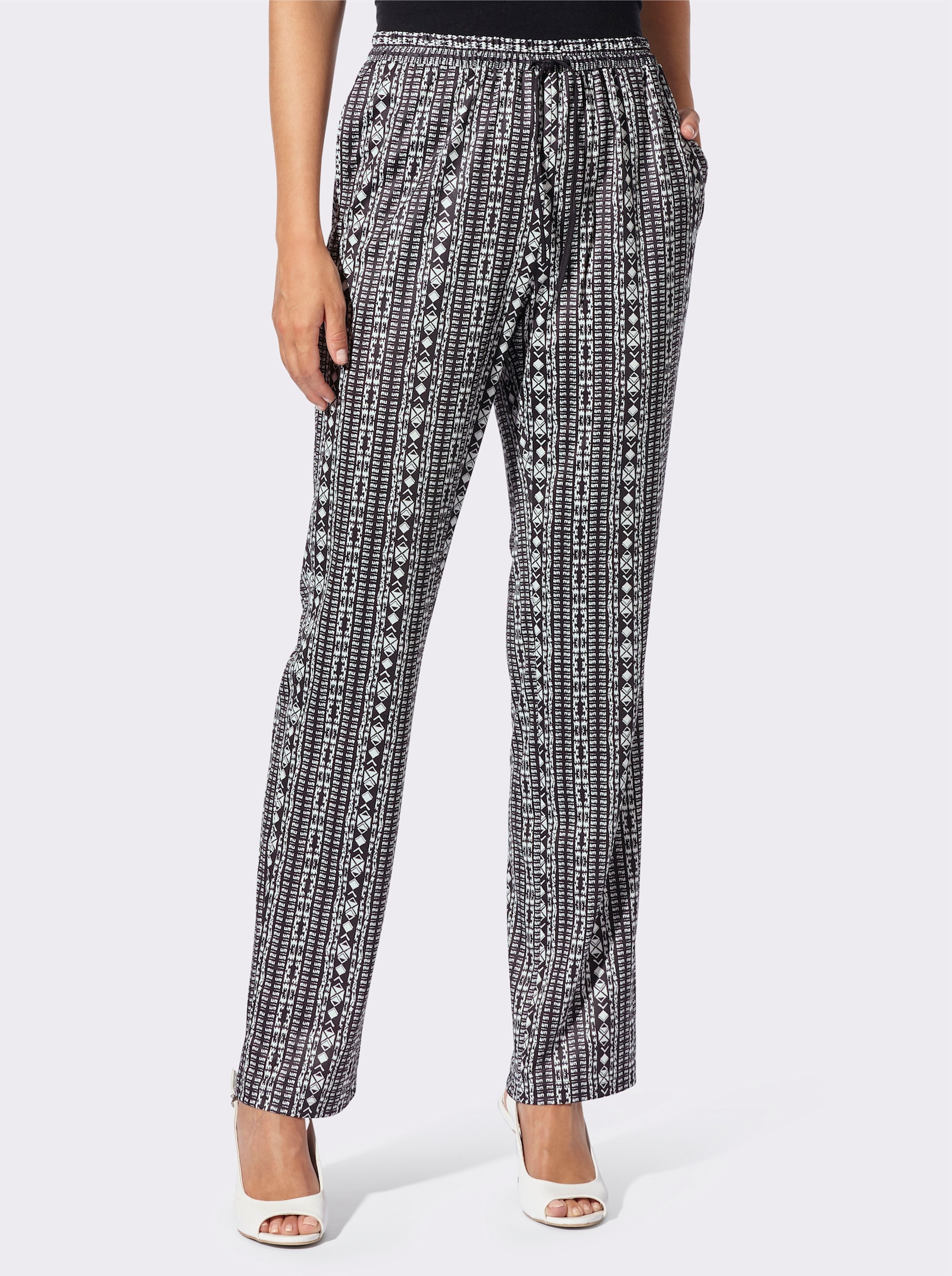 Jerseyhose aus recyceltem Polyester - schwarz-gestreift