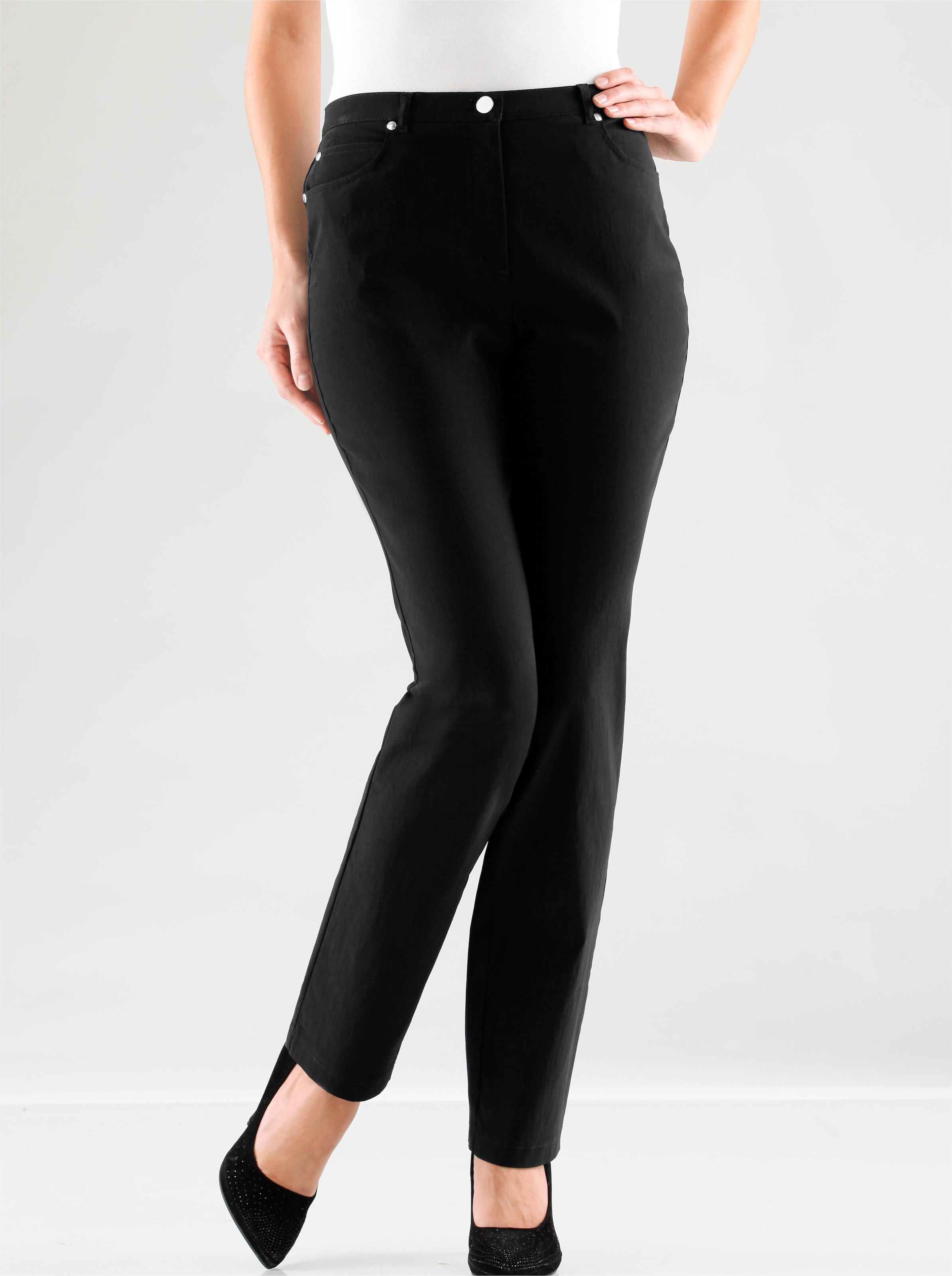 Witt Damen 5-Pocket-Hose in elastischer Qualität, schwarz