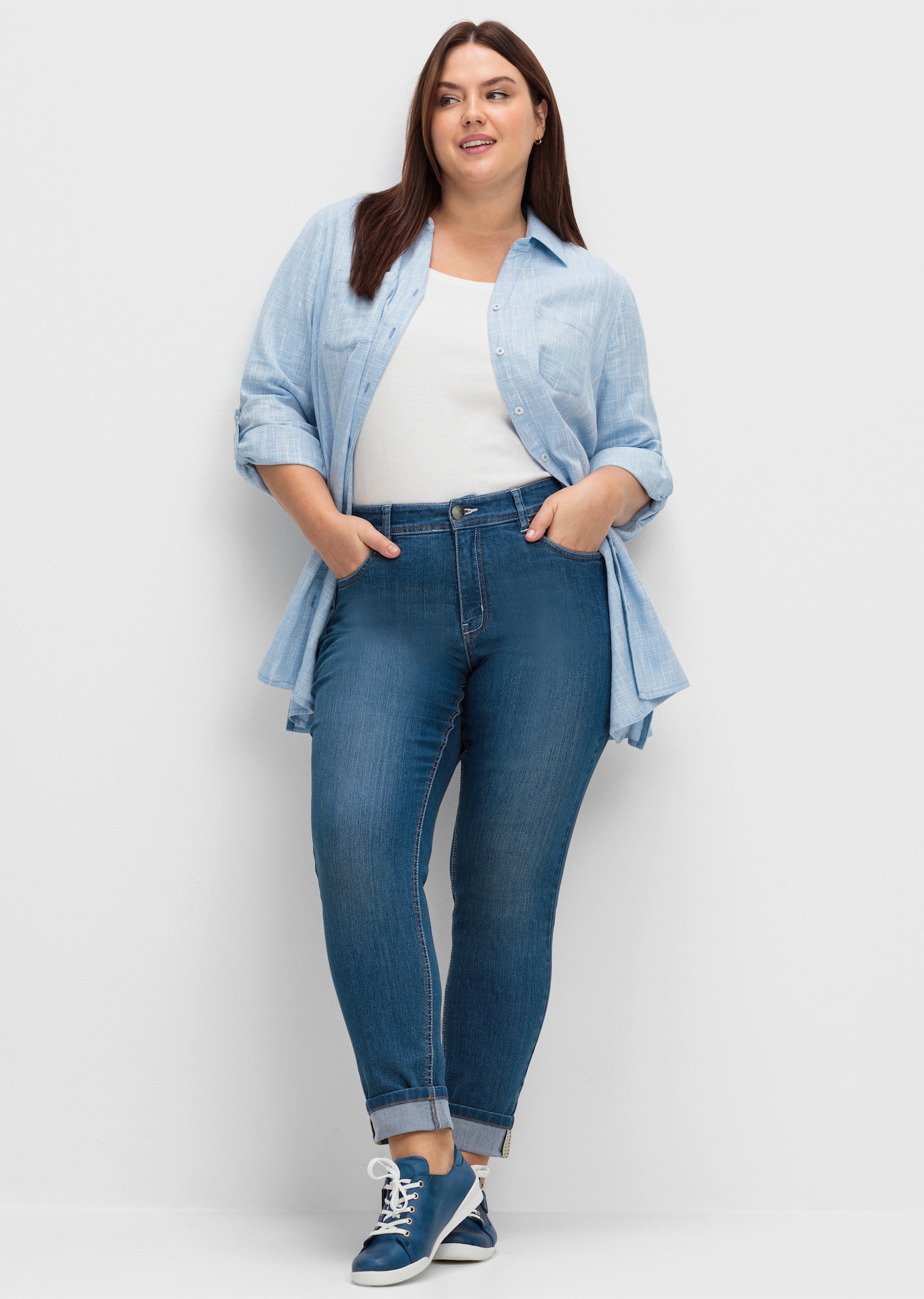 sheego Jeans met contrastnaden - blue denim