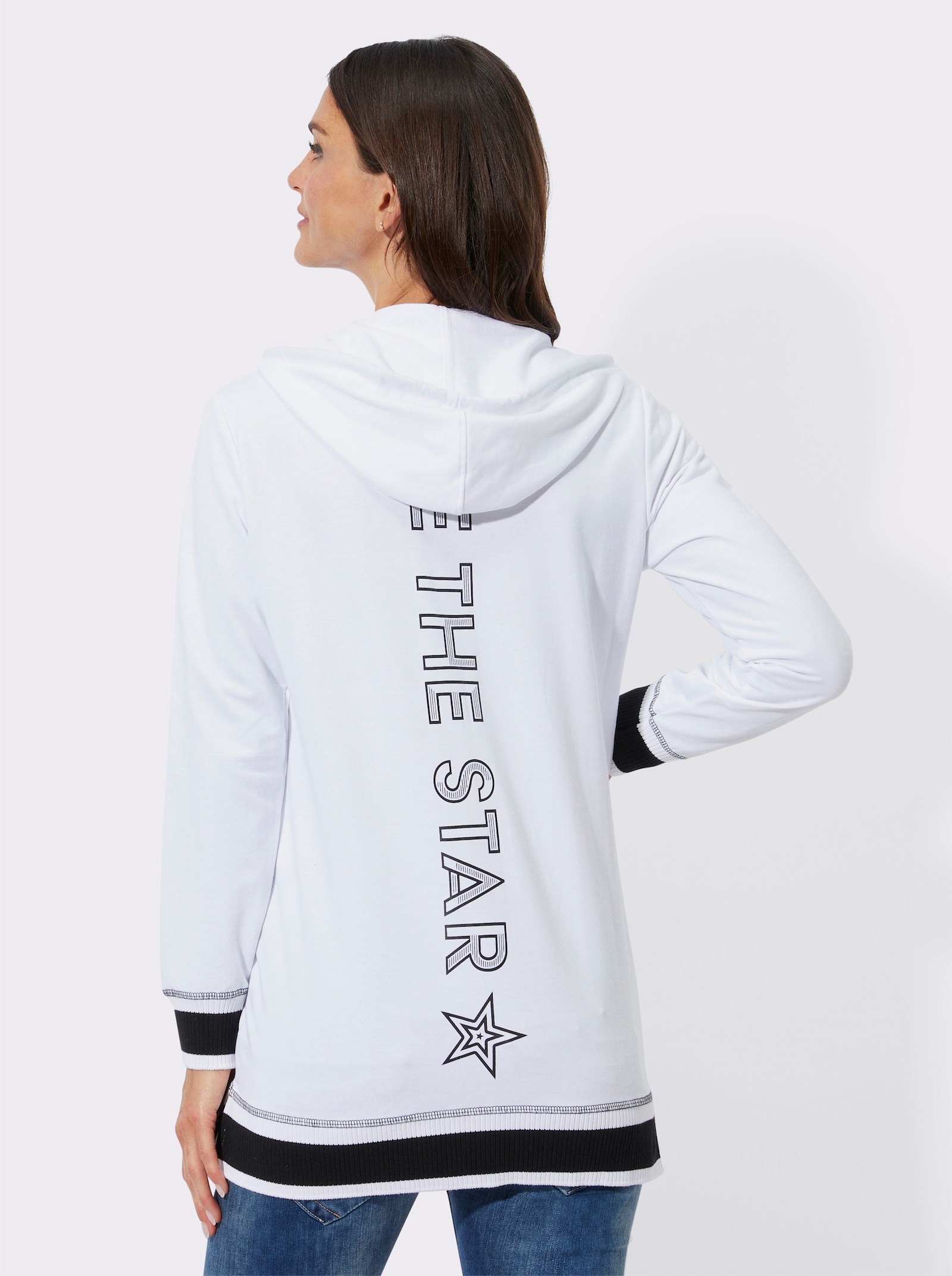 Sweatjacke mit Schriftzug - weiß-schwarz