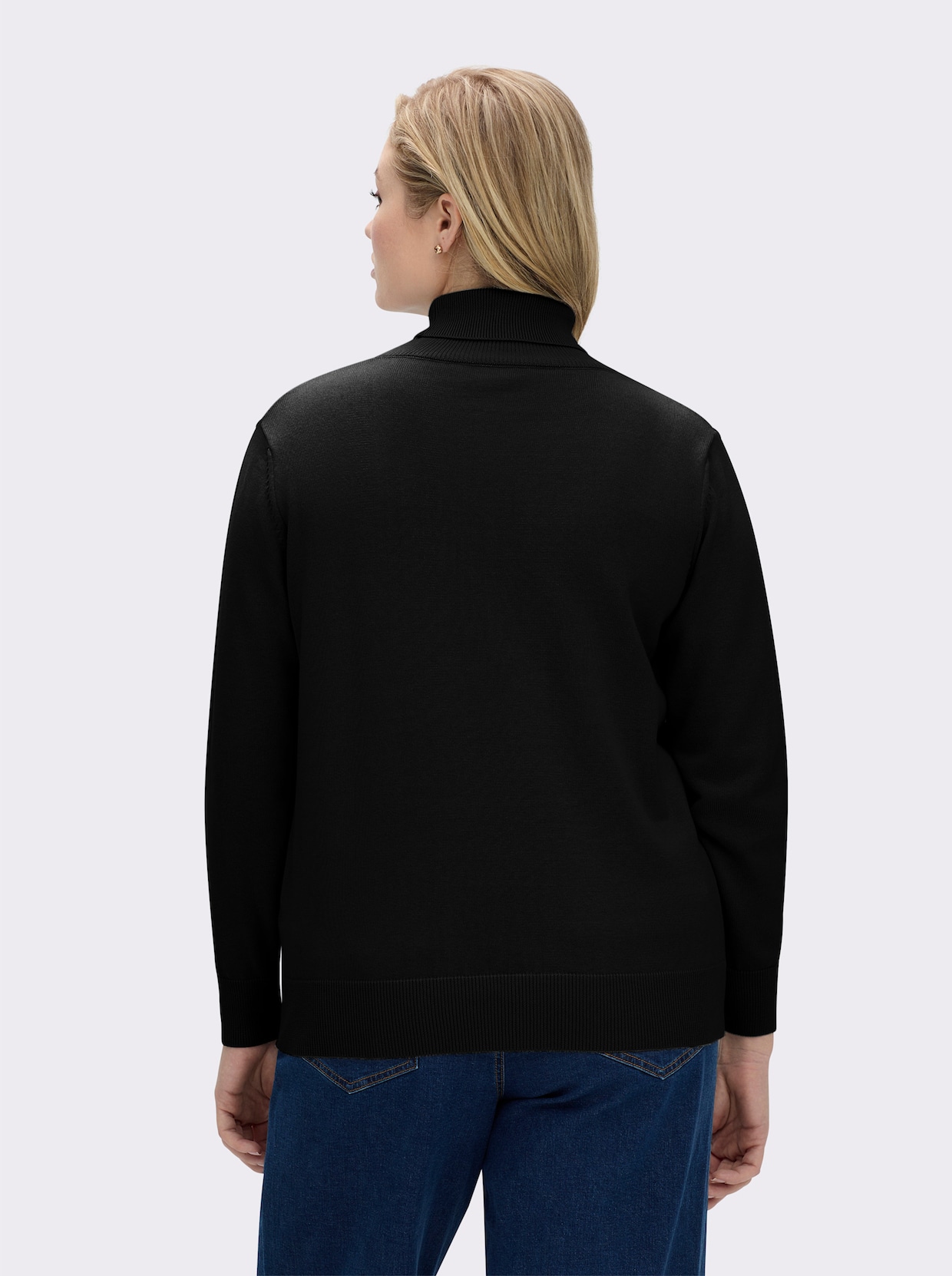 Rollkragenpullover aus reiner Baumwolle - schwarz