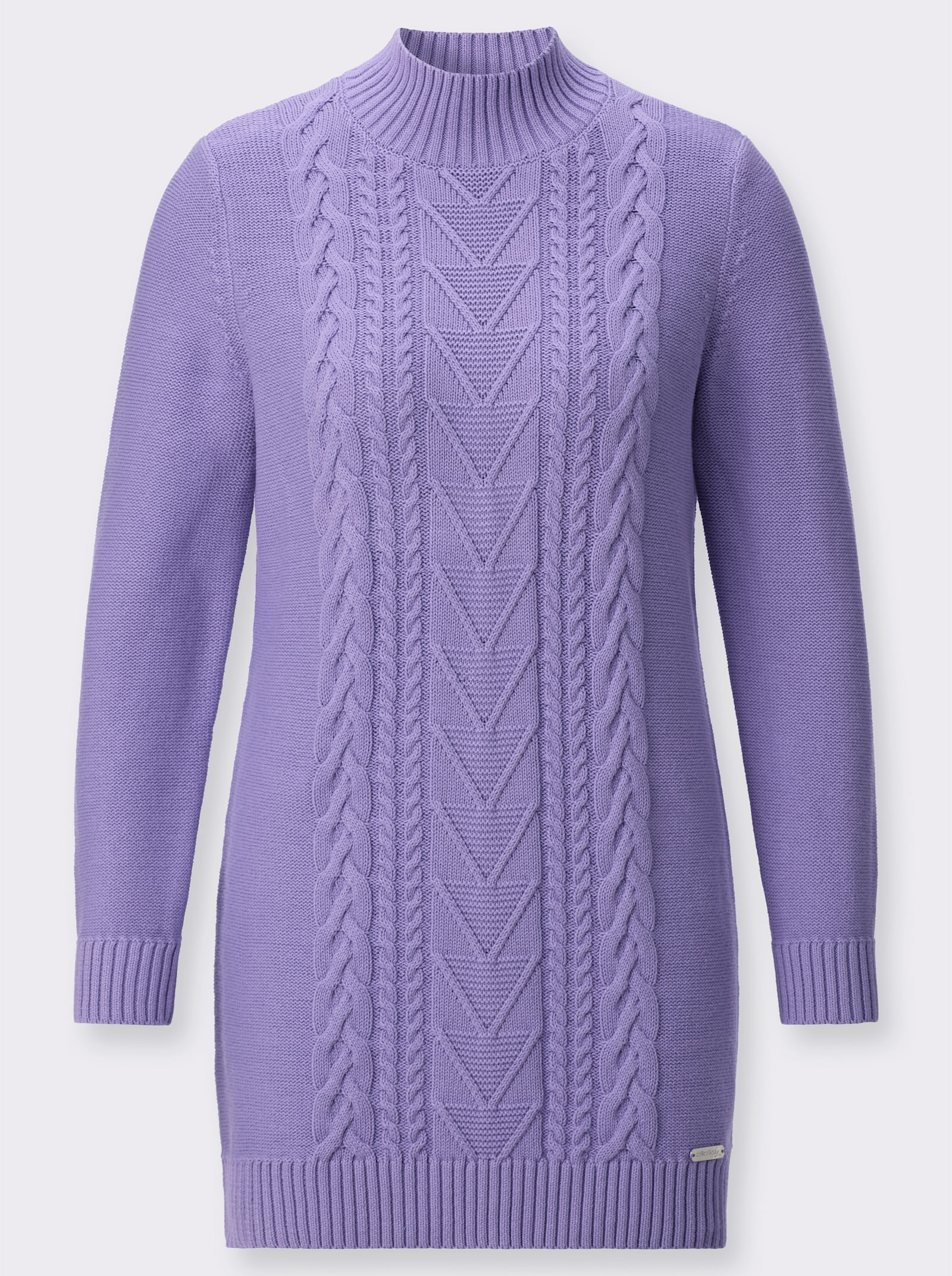 Longpullover mit Zopf-Struktur-Muster - lavendel