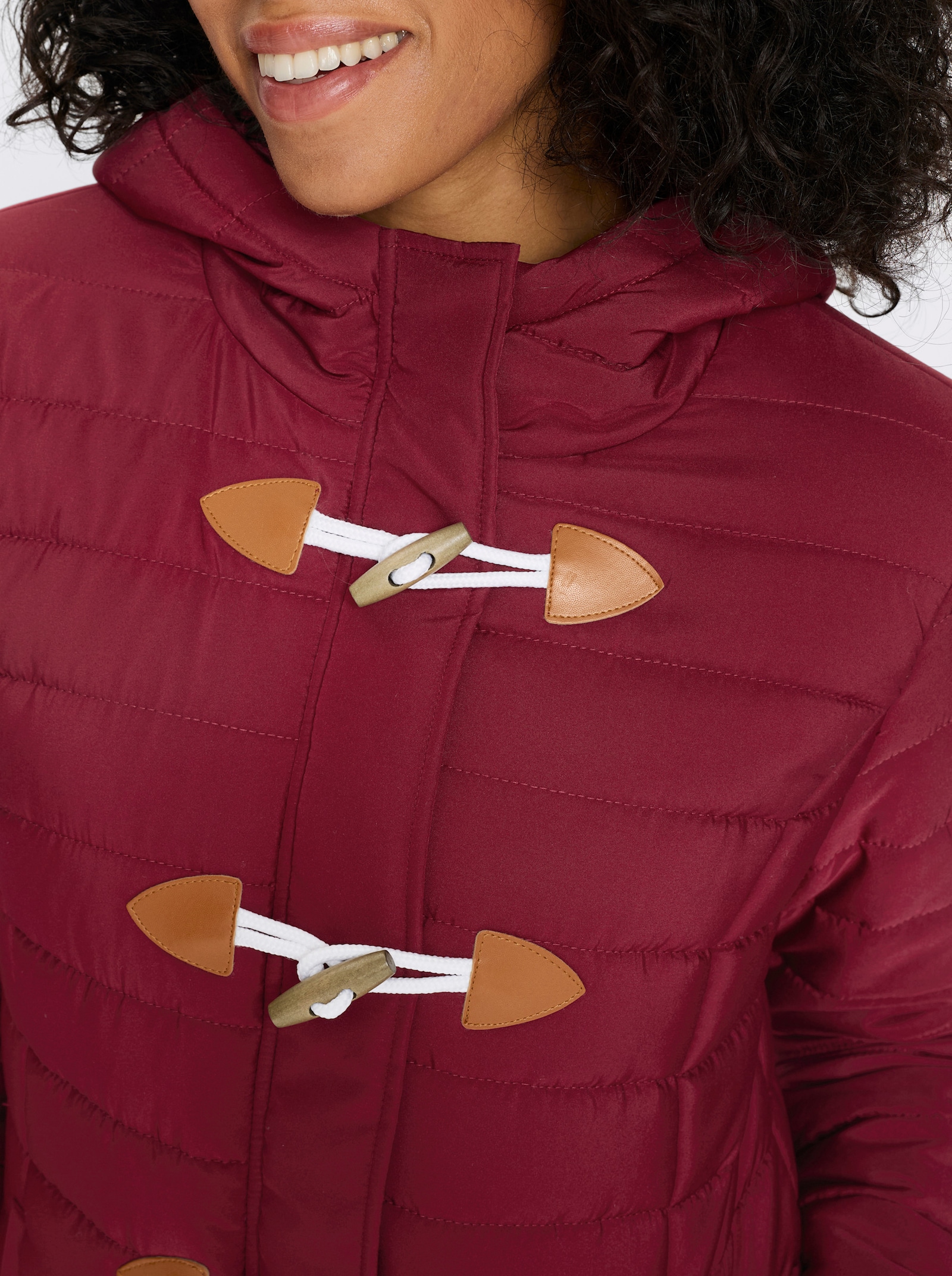 Steppjacke mit Knebelknöpfen - dunkelrot