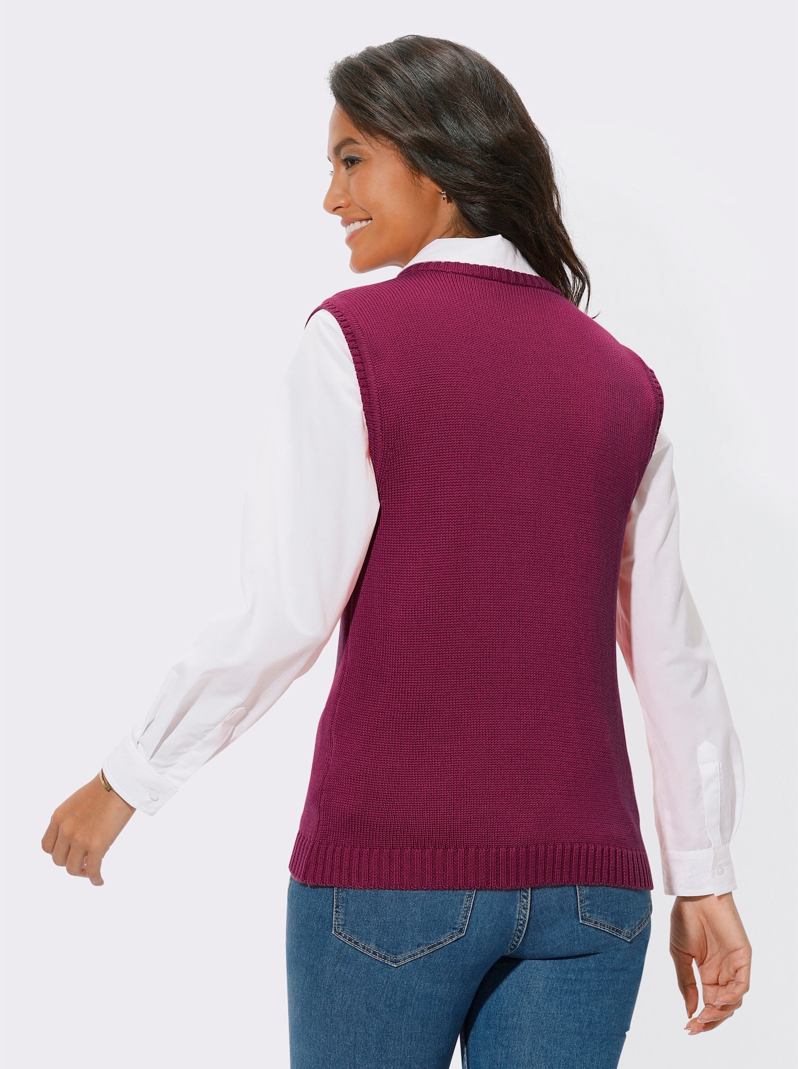Gilet en tricot à glissière - fuchsia