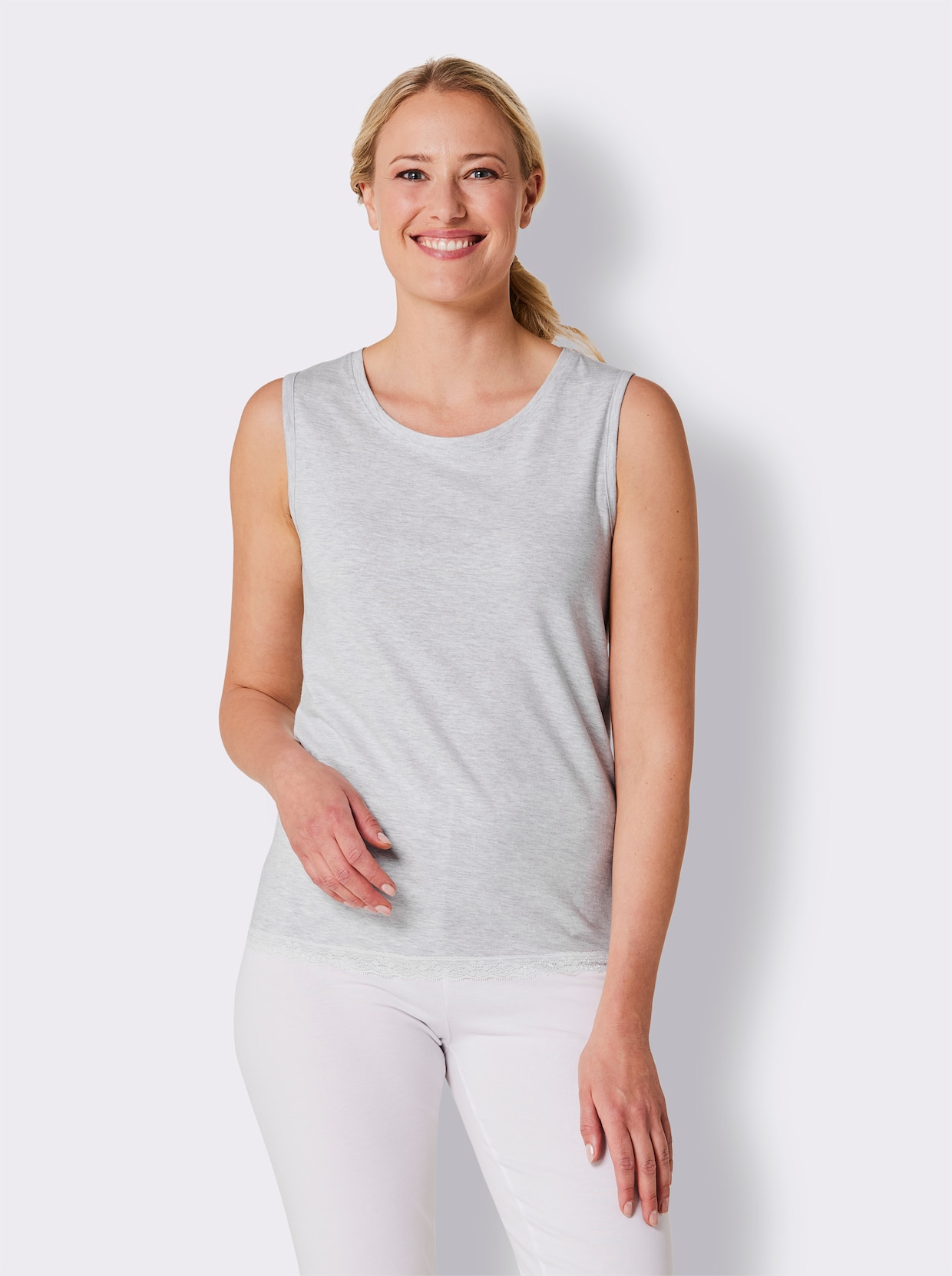 wäschepur Pyjama-Shirt - lichtgrijs gemêleerd