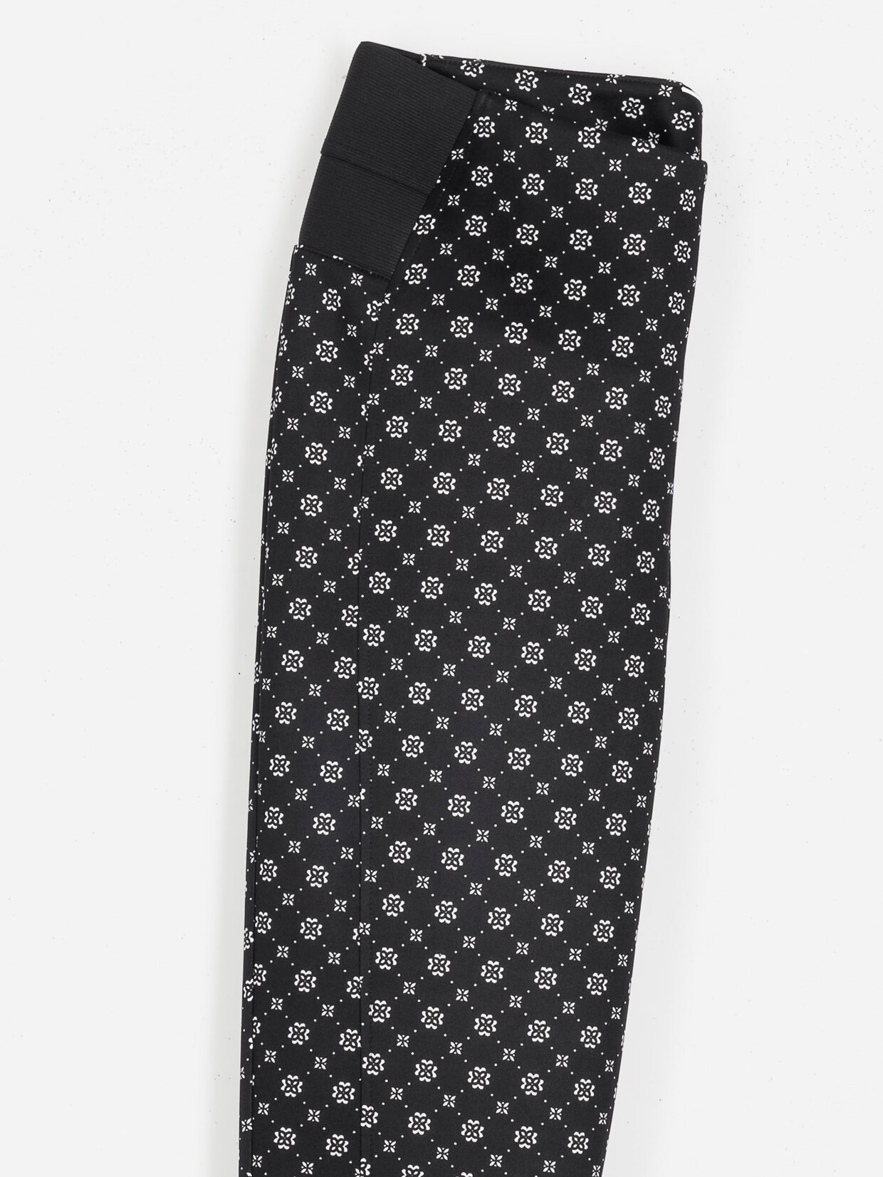 Comfortbroek - zwart/wit gebloemd