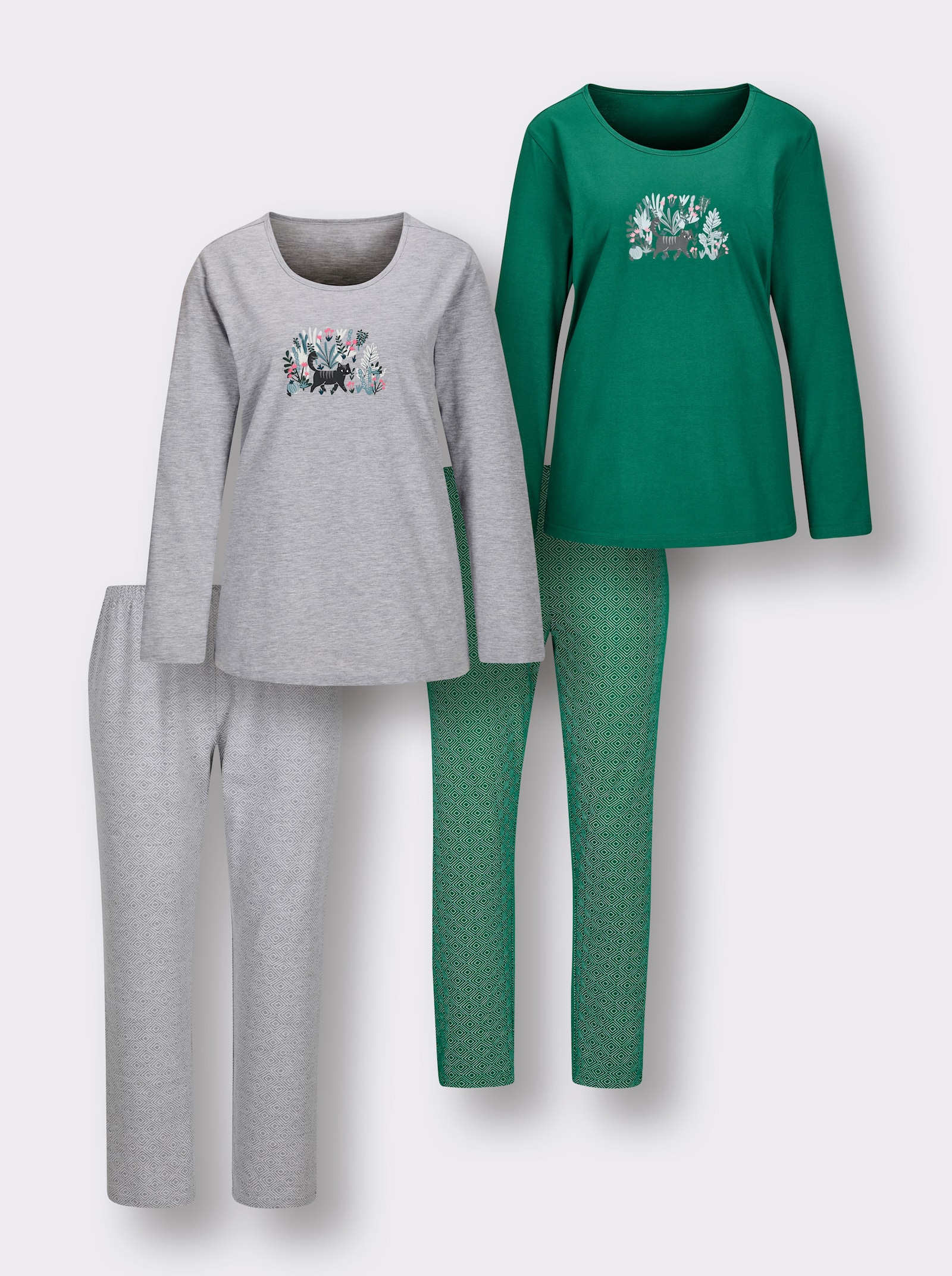 Comtessa Pyjama's - groen + lichtgrijs