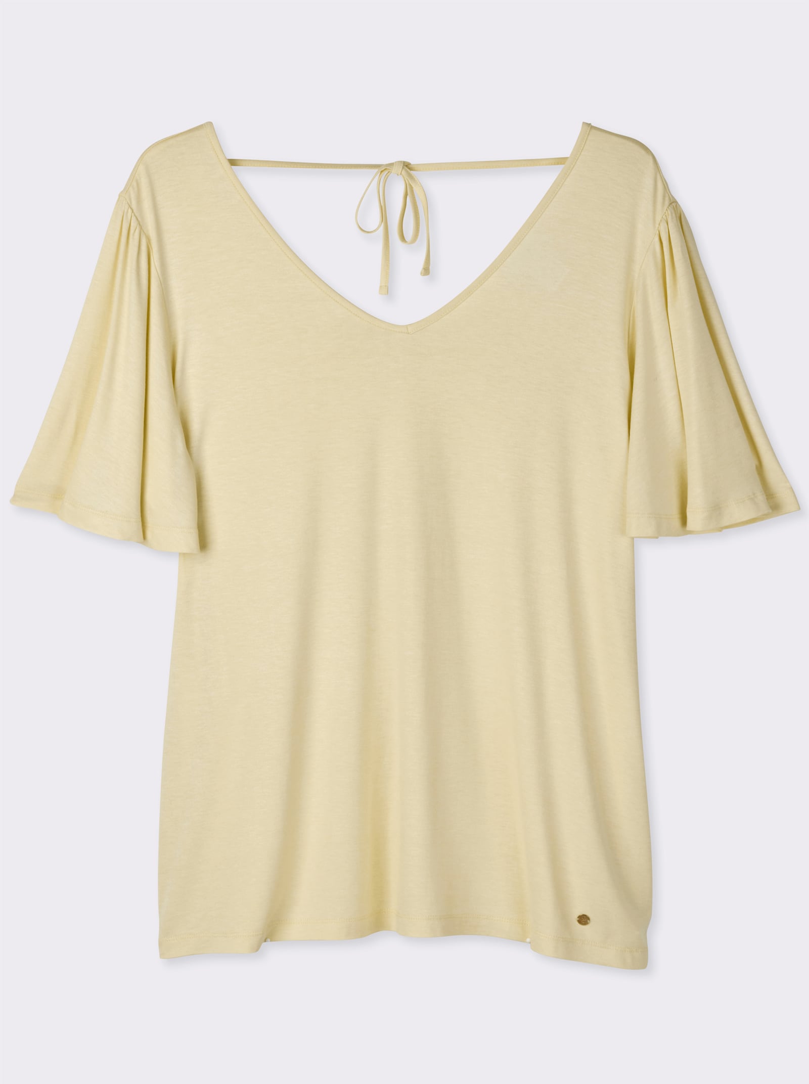 sheego V-Shirt mit Flügelärmeln und Bindeband im Nacken - vanille