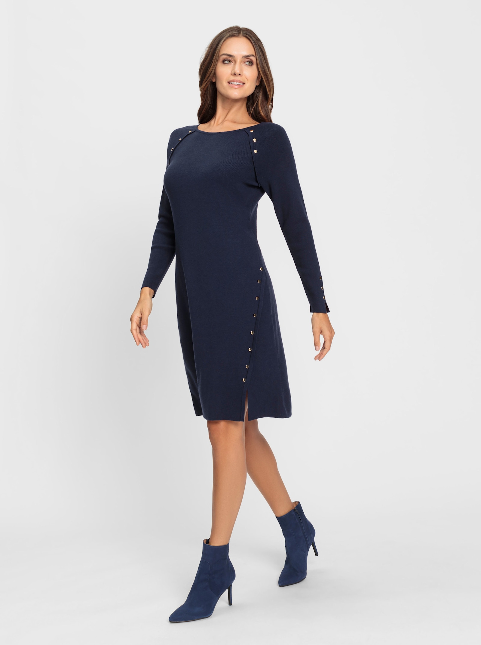 heine Strickkleid mit Nieten - marine