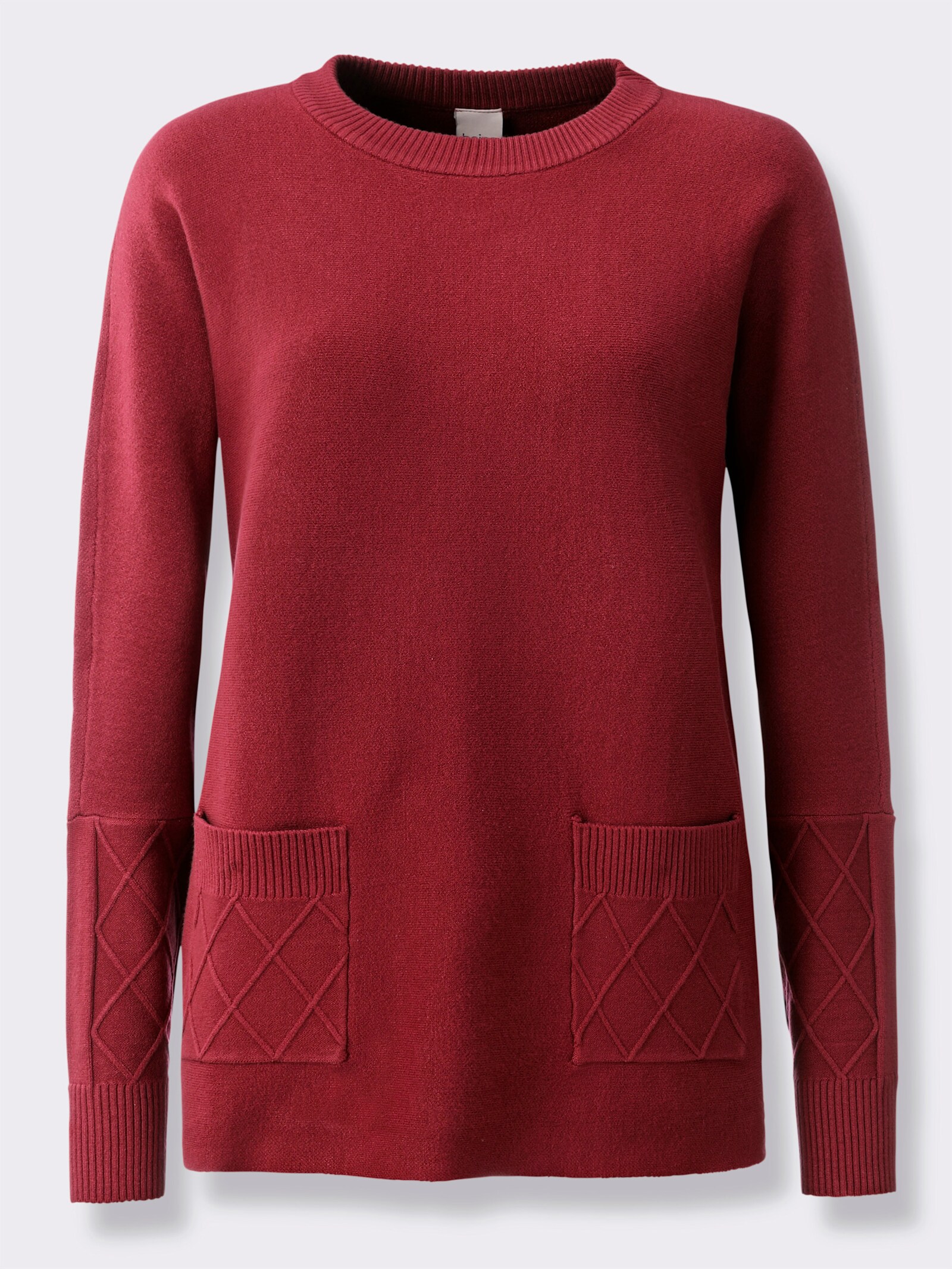 heine Feinstrickpullover mit Taschen - kirsche