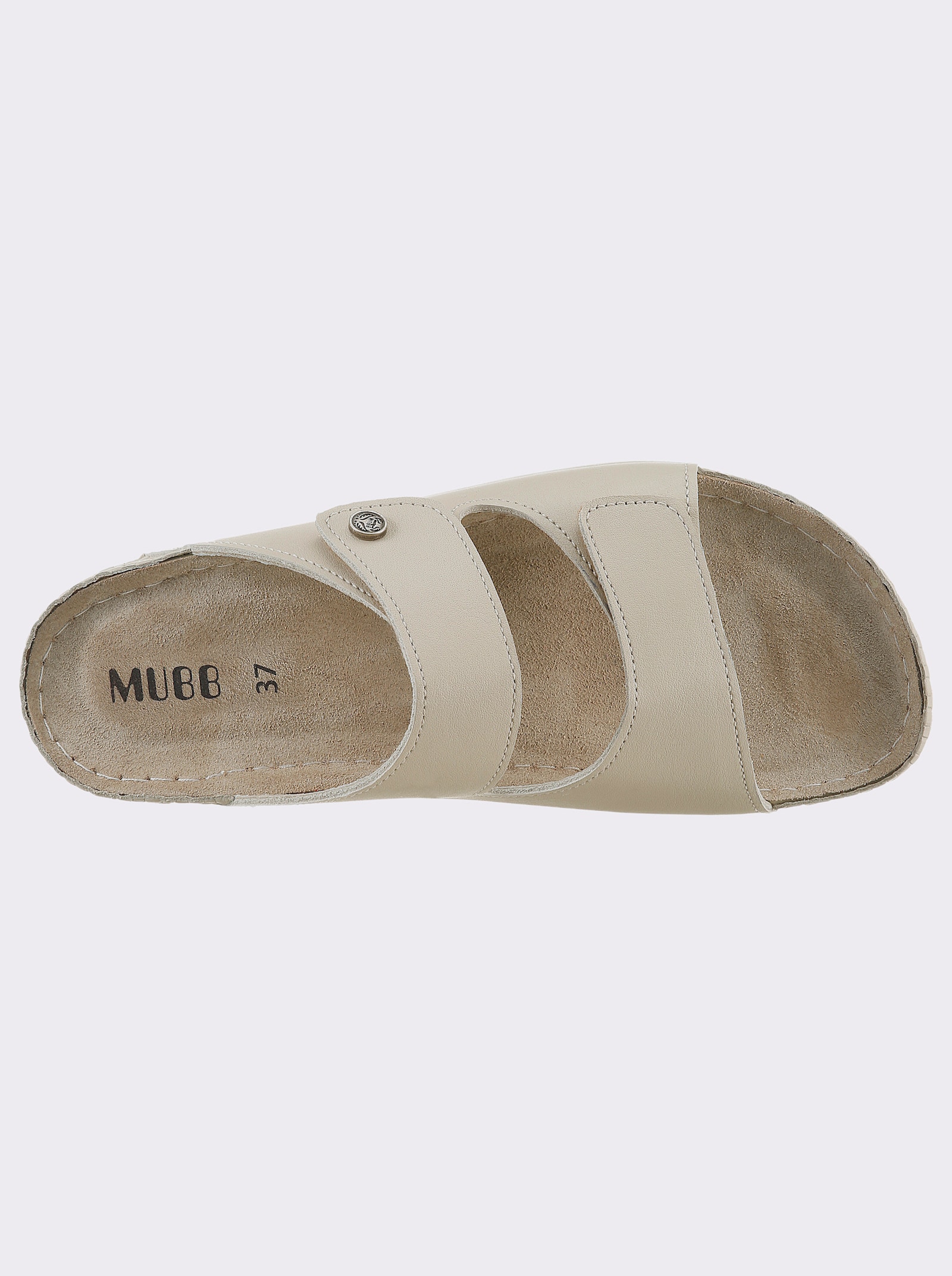 Mubb Pantolette mit Leder-Memory-Fußbett - beige