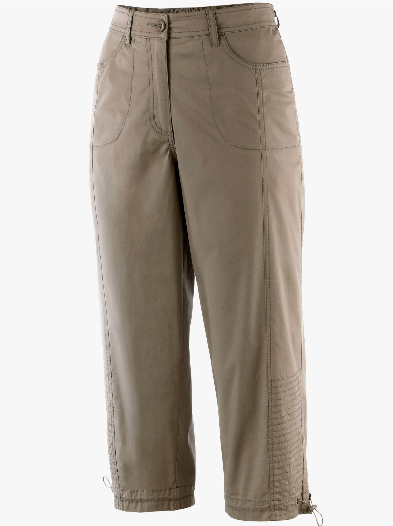 Caprihose mit Gummizug am Beinabschluss - taupe