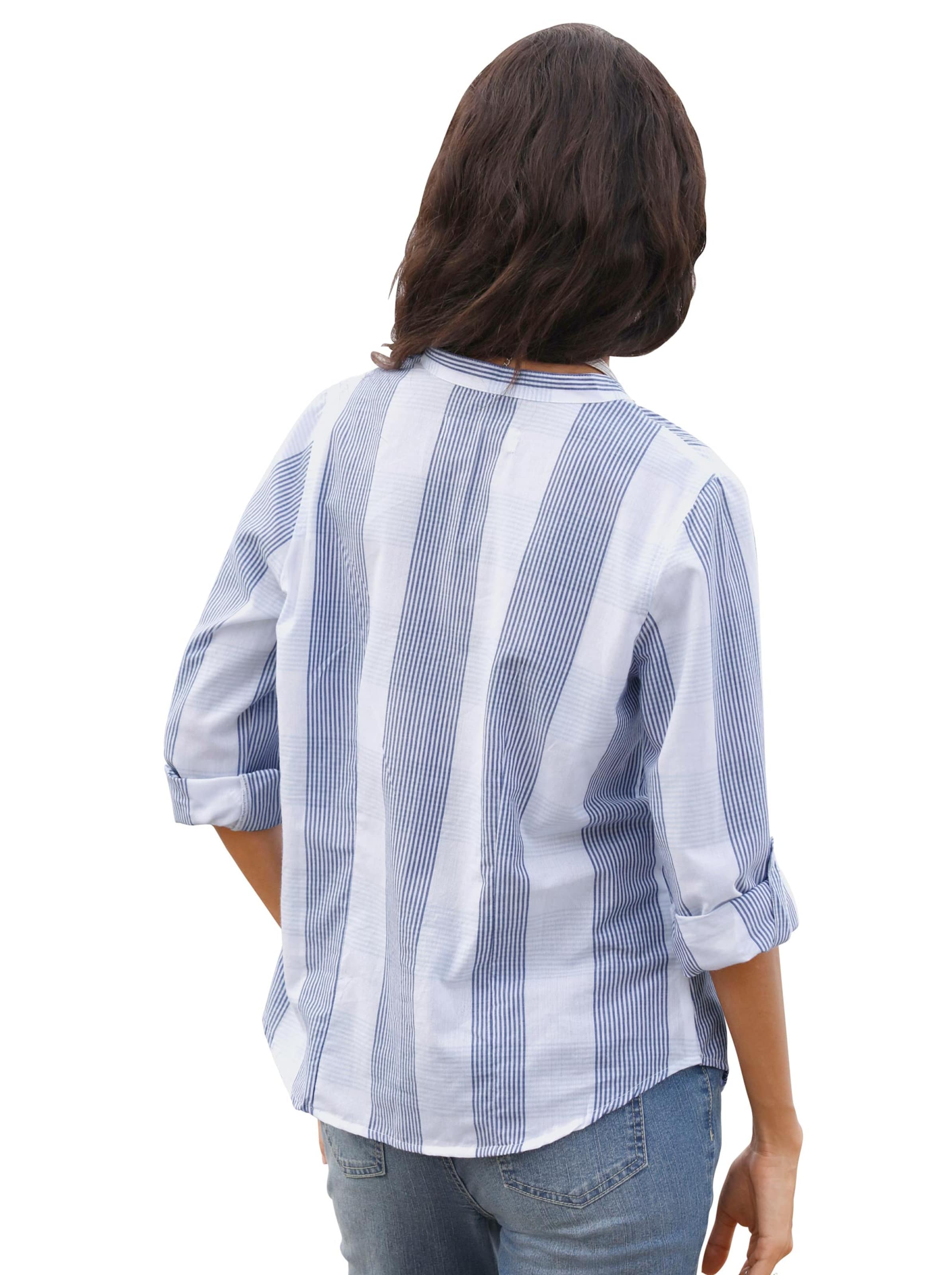 Collection L Baumwollbluse - marine-weiß-kariert