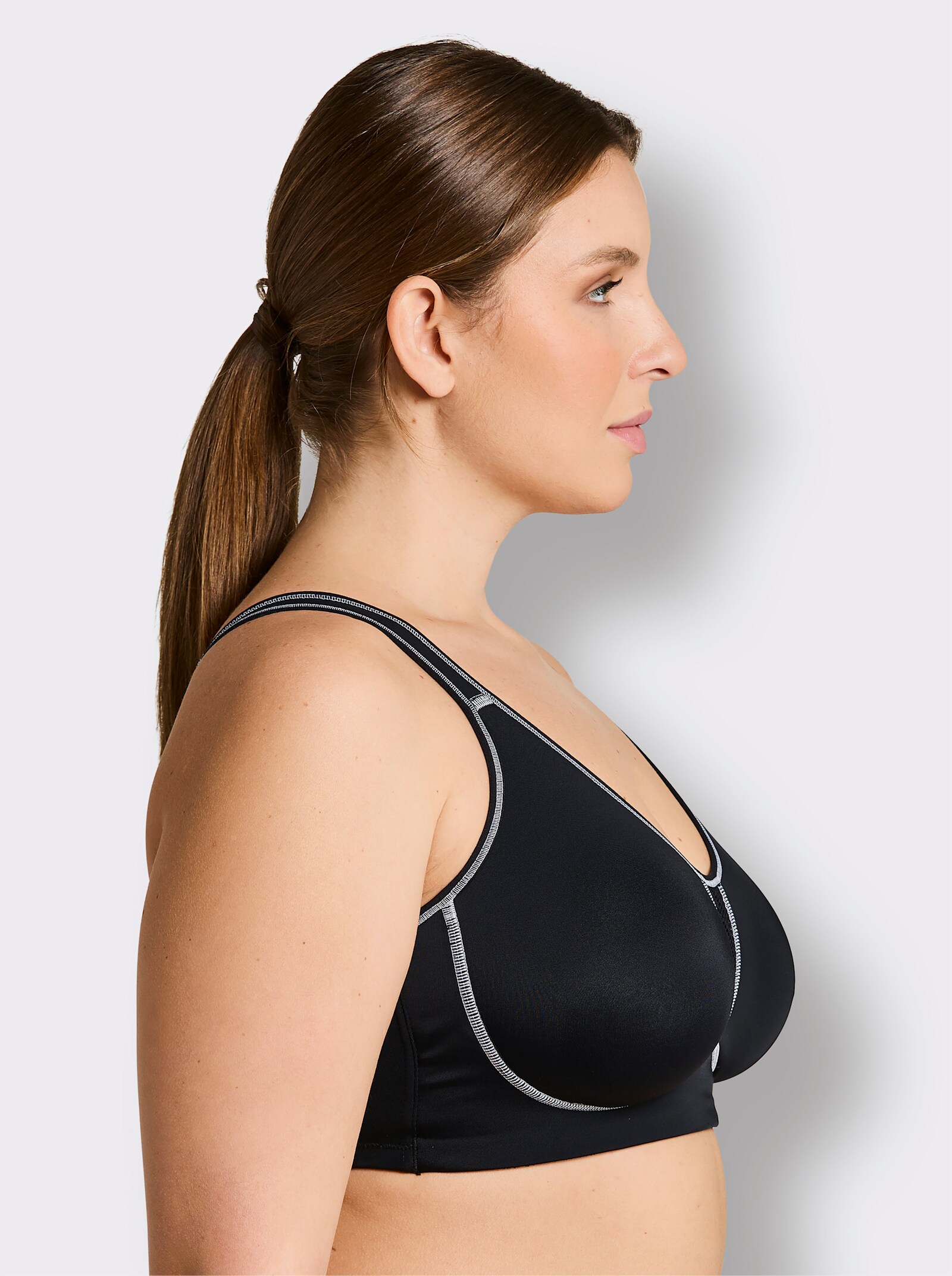 Viania Sport-BH ohne Bügel mit Frotteefutter - schwarz