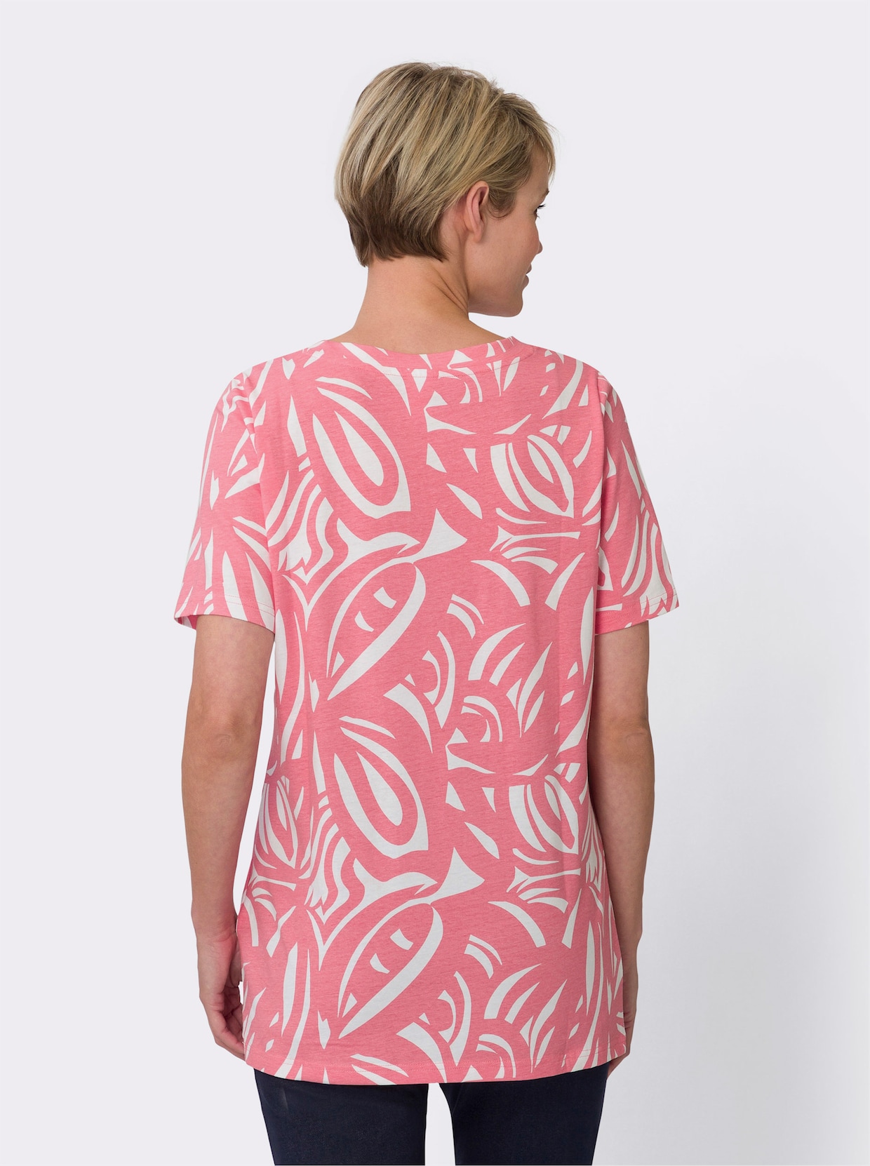Lang shirt - flamingo/ecru bedrukt
