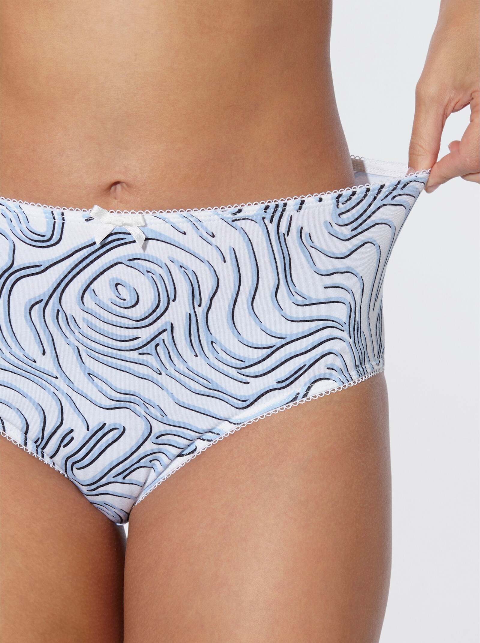 Hüftslip in der 4-Stück-Packung - ecru-bedruckt + eisblau + ecru + schwarz