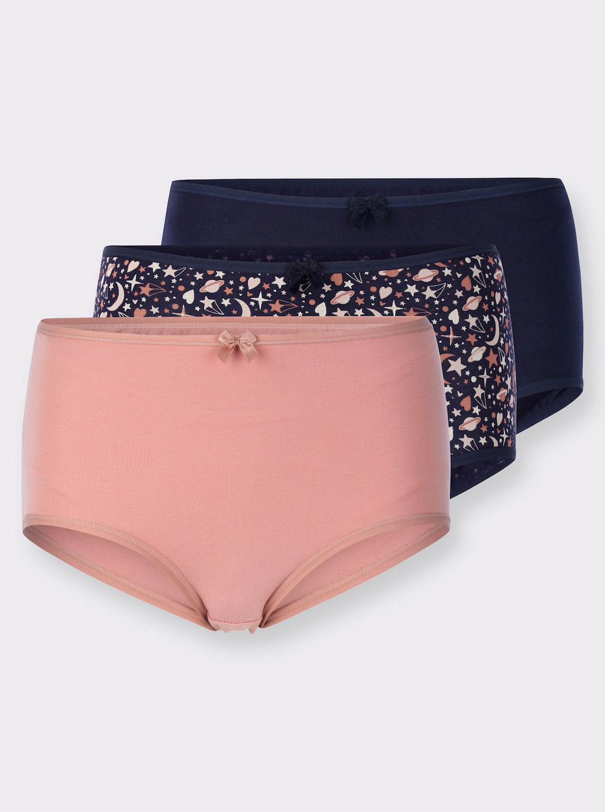 Taillenslip - marine-bedruckt + marine + rosenholz