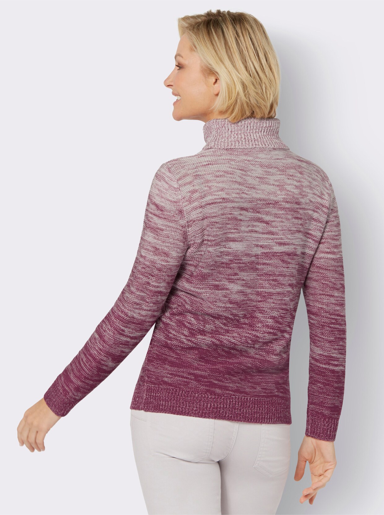 Rollkragenpullover - malve-ecru-meliert