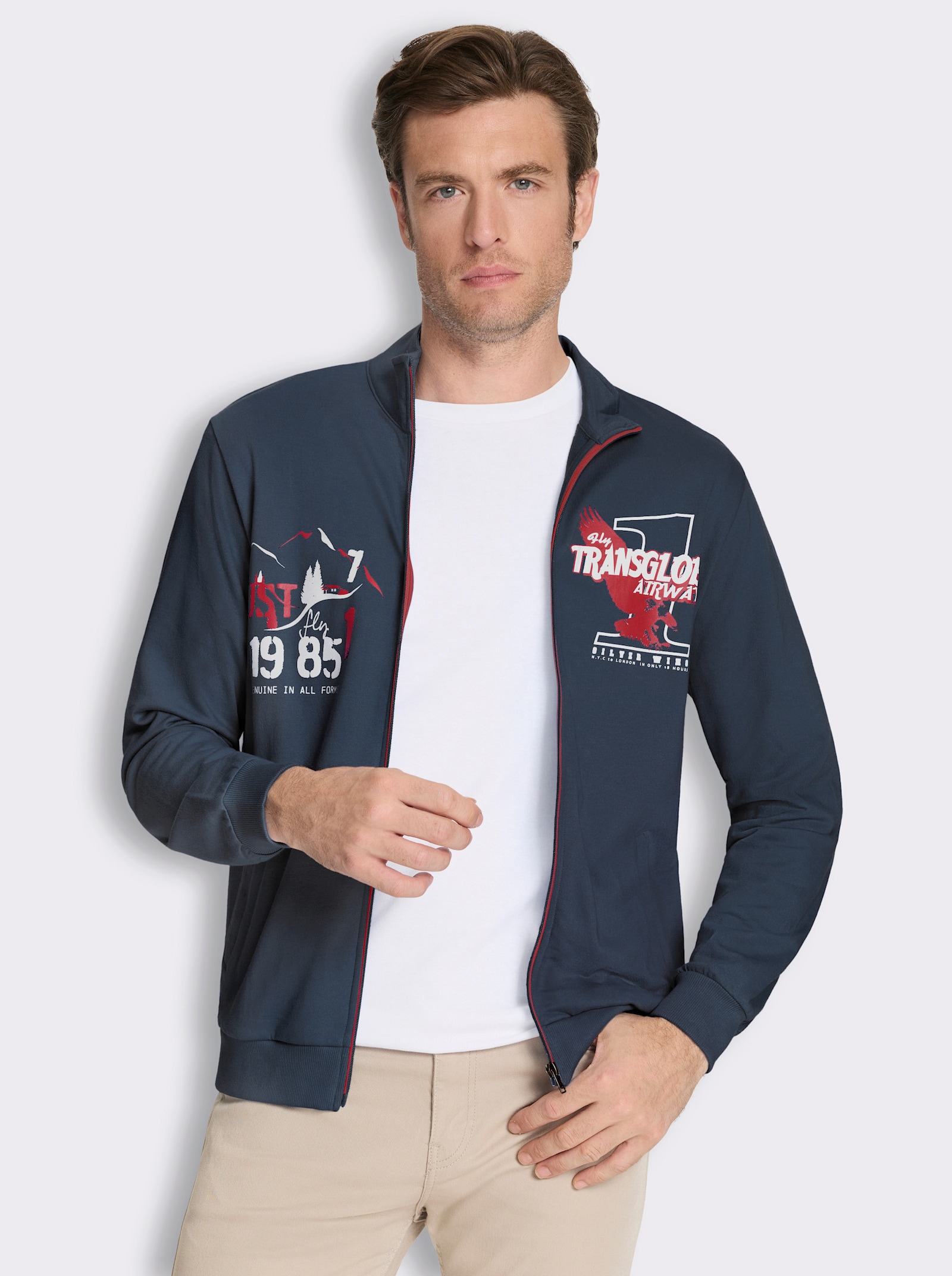 Shirtjacke mit Prints - dunkelblau
