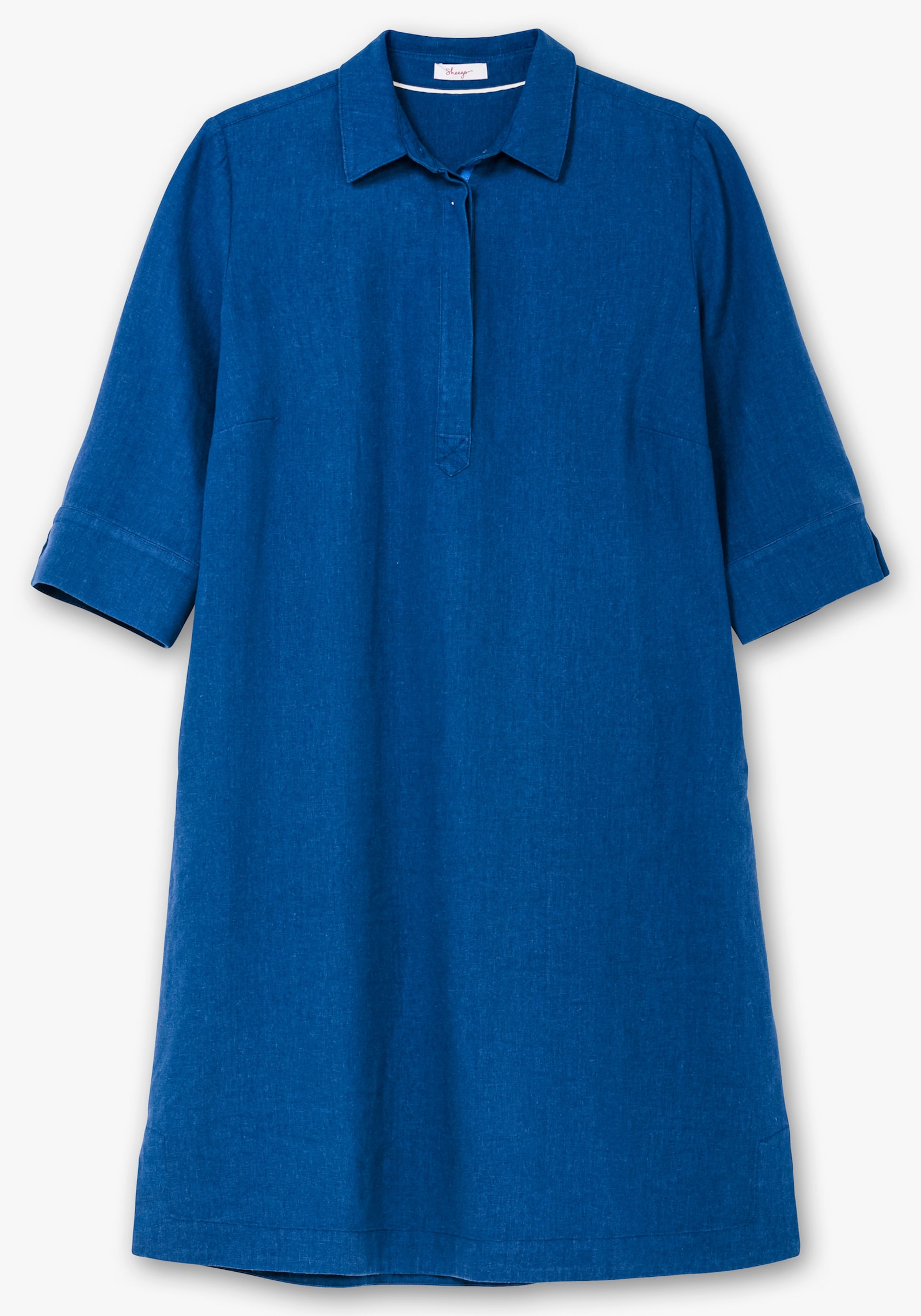 sheego Hemdblusenkleid aus Leinen-Mix - blaubeere