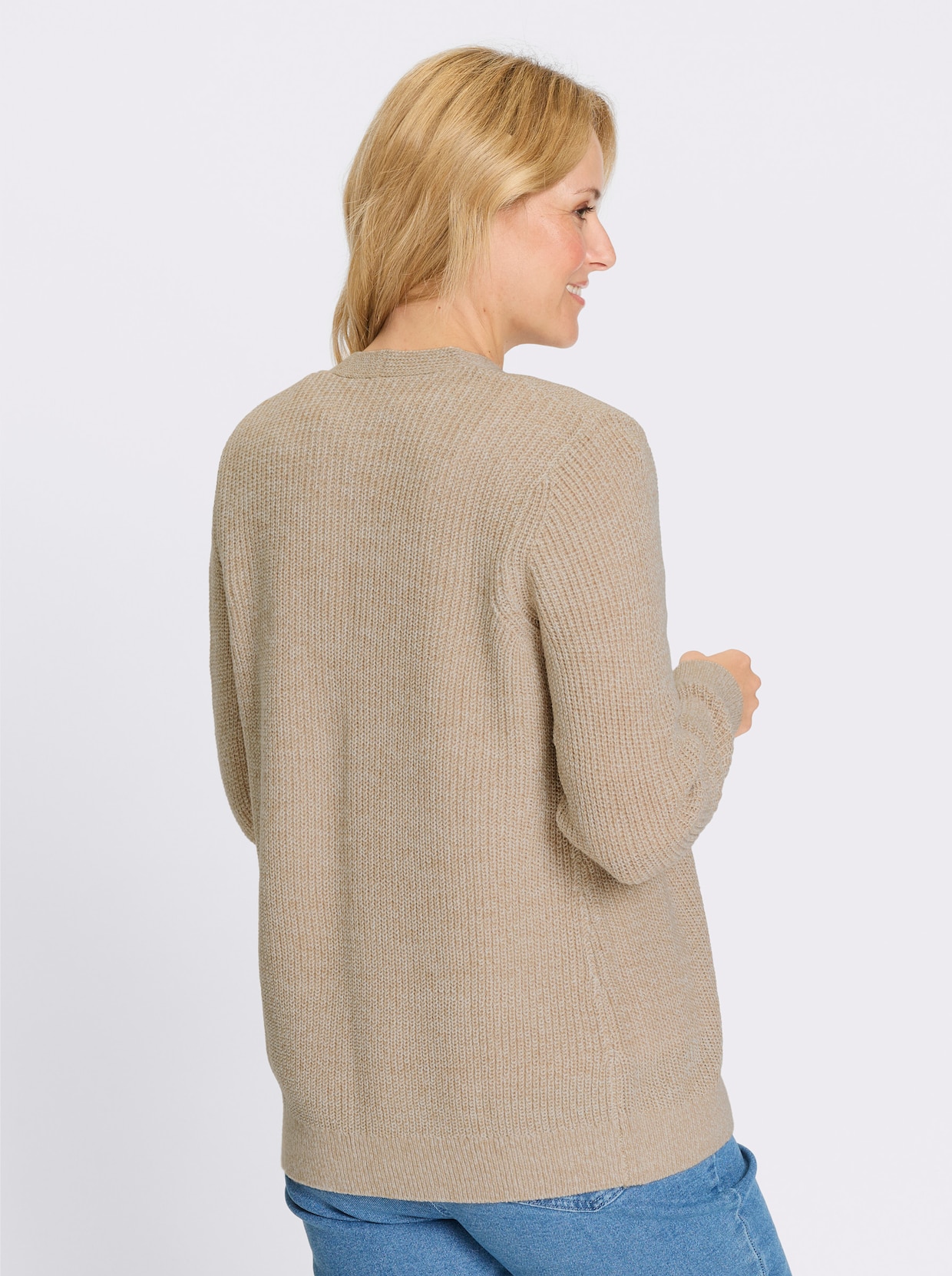 Strickjacke - beige-ecru-meliert