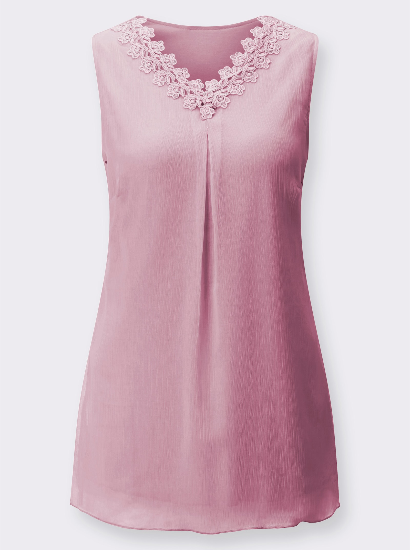 Blusentop mit Spitze am V-Ausschnitt - altrosa