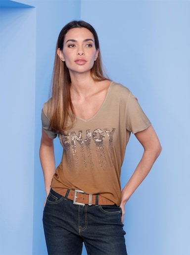 heine Shirt - zand/camel gedessineerd