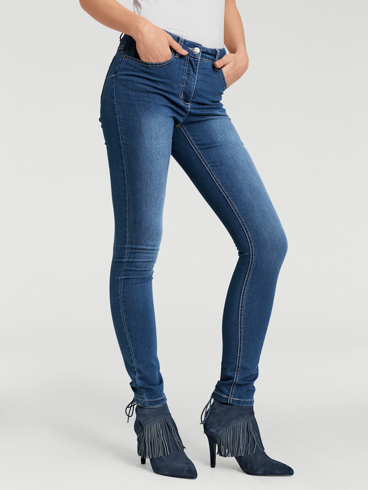 heine jeans effet ventre plat - bleu délavé