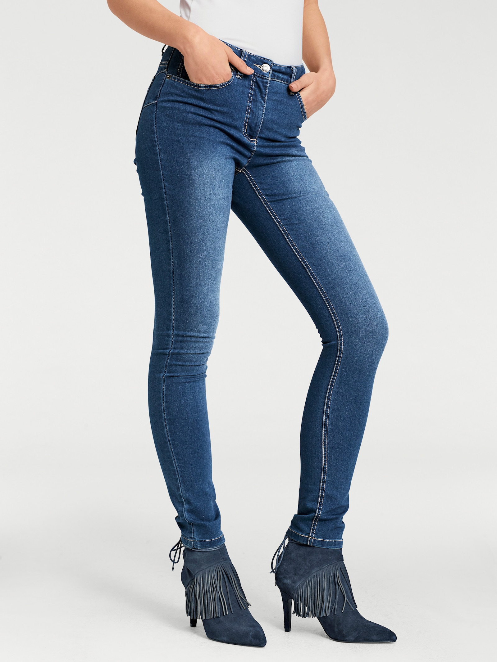 heine Skinny jeans in used-look - blue stone