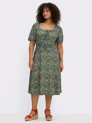 sheego Jerseyjurk met bloemenprint - oceaan/diepblauw bedrukt